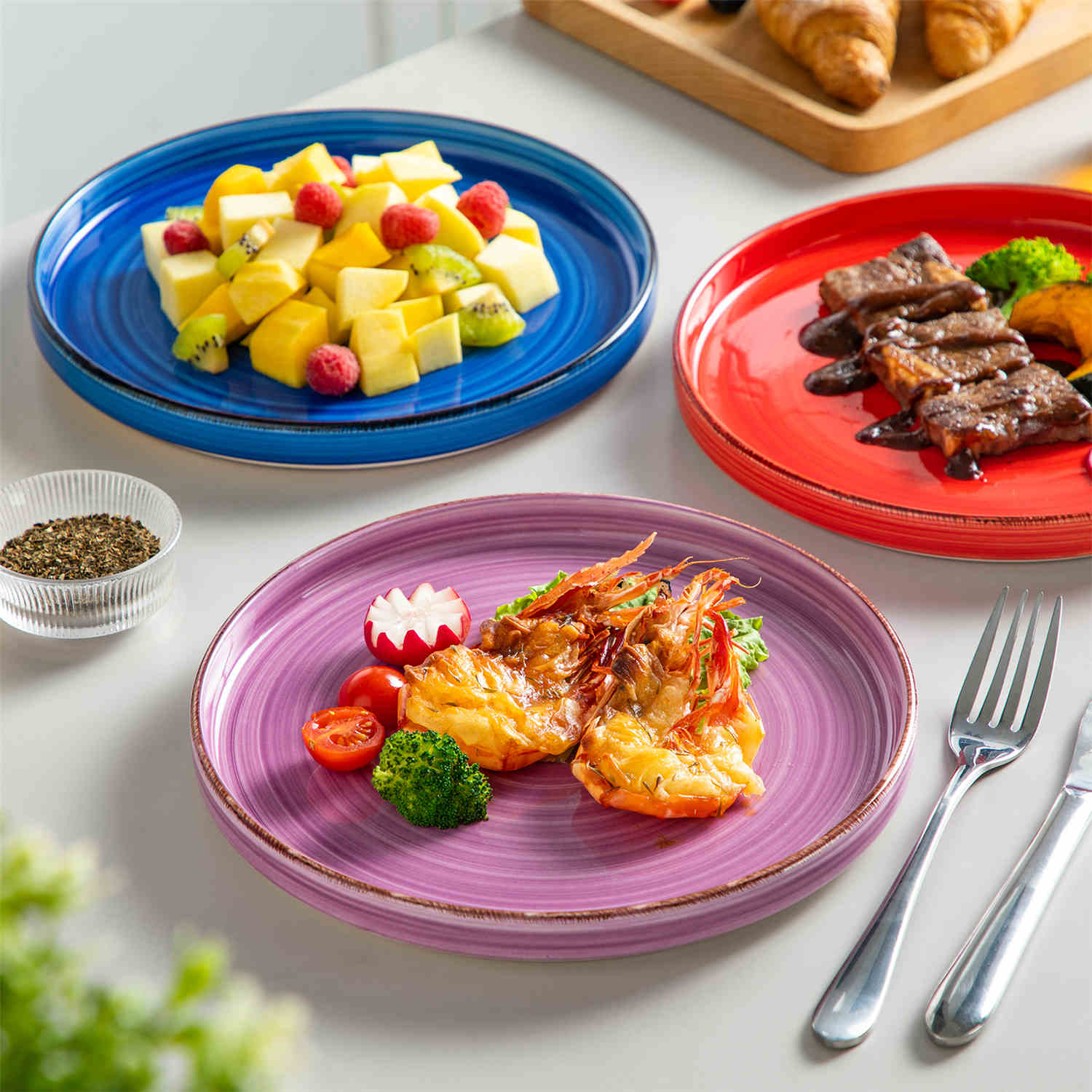 Bonita Straight-Edge Large Salad Plates Set of 6