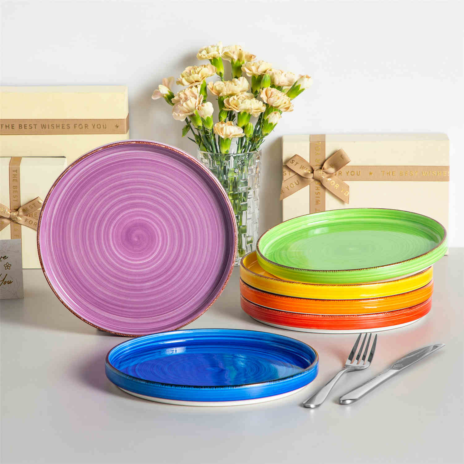 Bonita Straight-Edge Large Salad Plates Set of 6