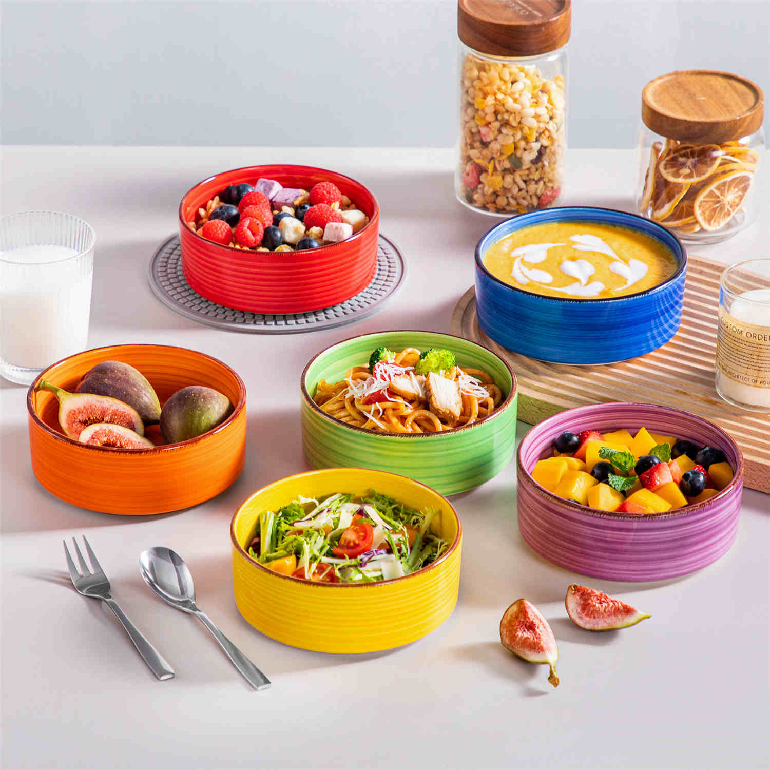 Bonita Mini Straight-Edge Cereal Bowls Set of 6