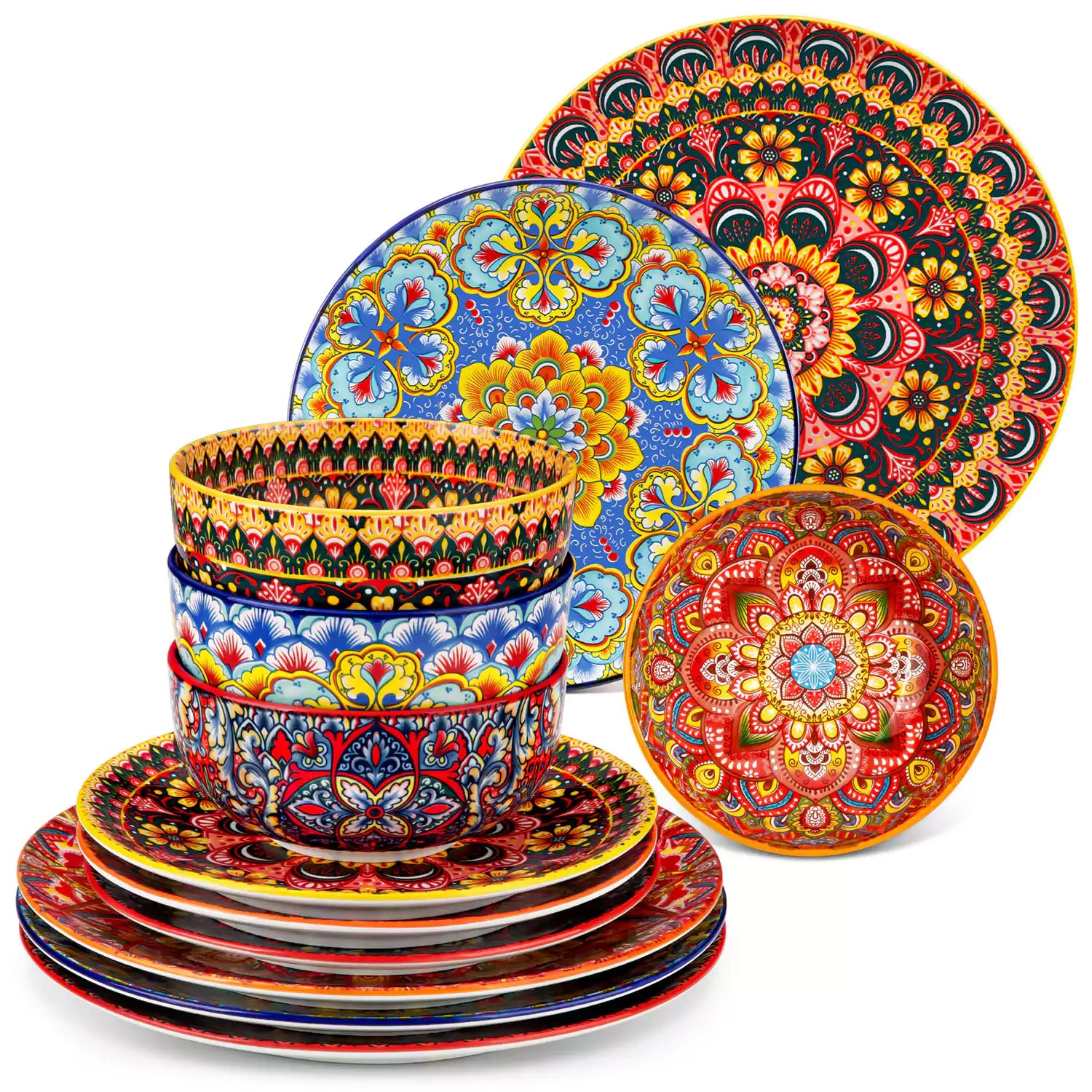 Lumi 12 Piece Dinnerware Set with Double-Sided Bowls