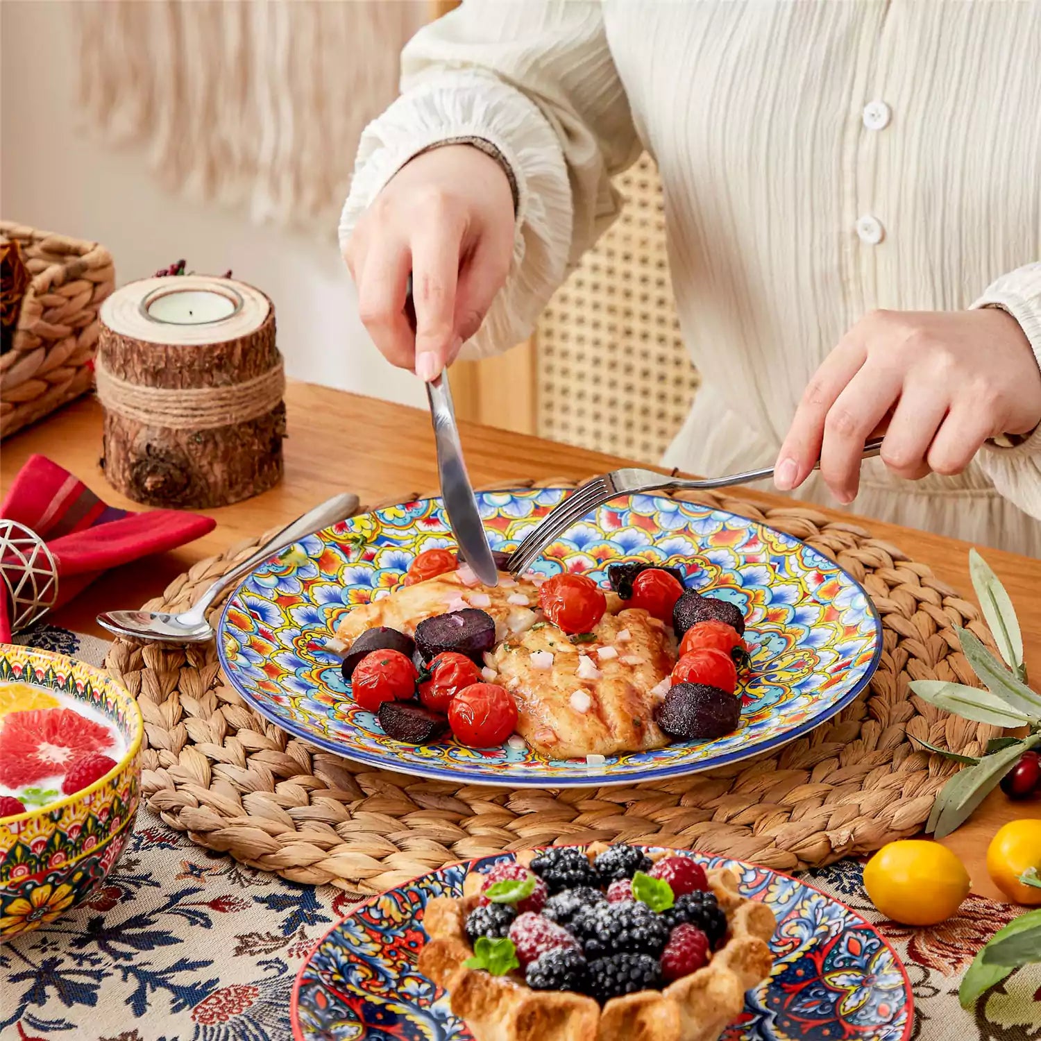 Lumi 12 Piece Dinnerware Set with Double-Sided Bowls