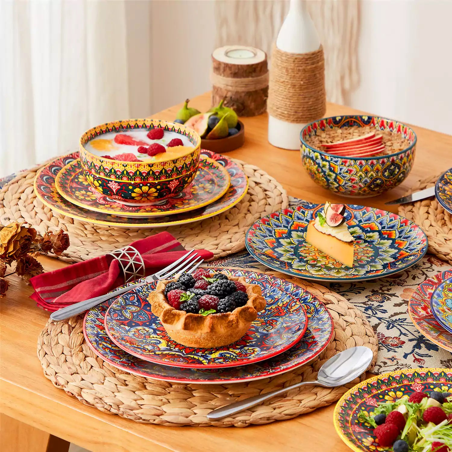 Lumi 18 Piece Dinnerware Set with Double-Sided Bowls