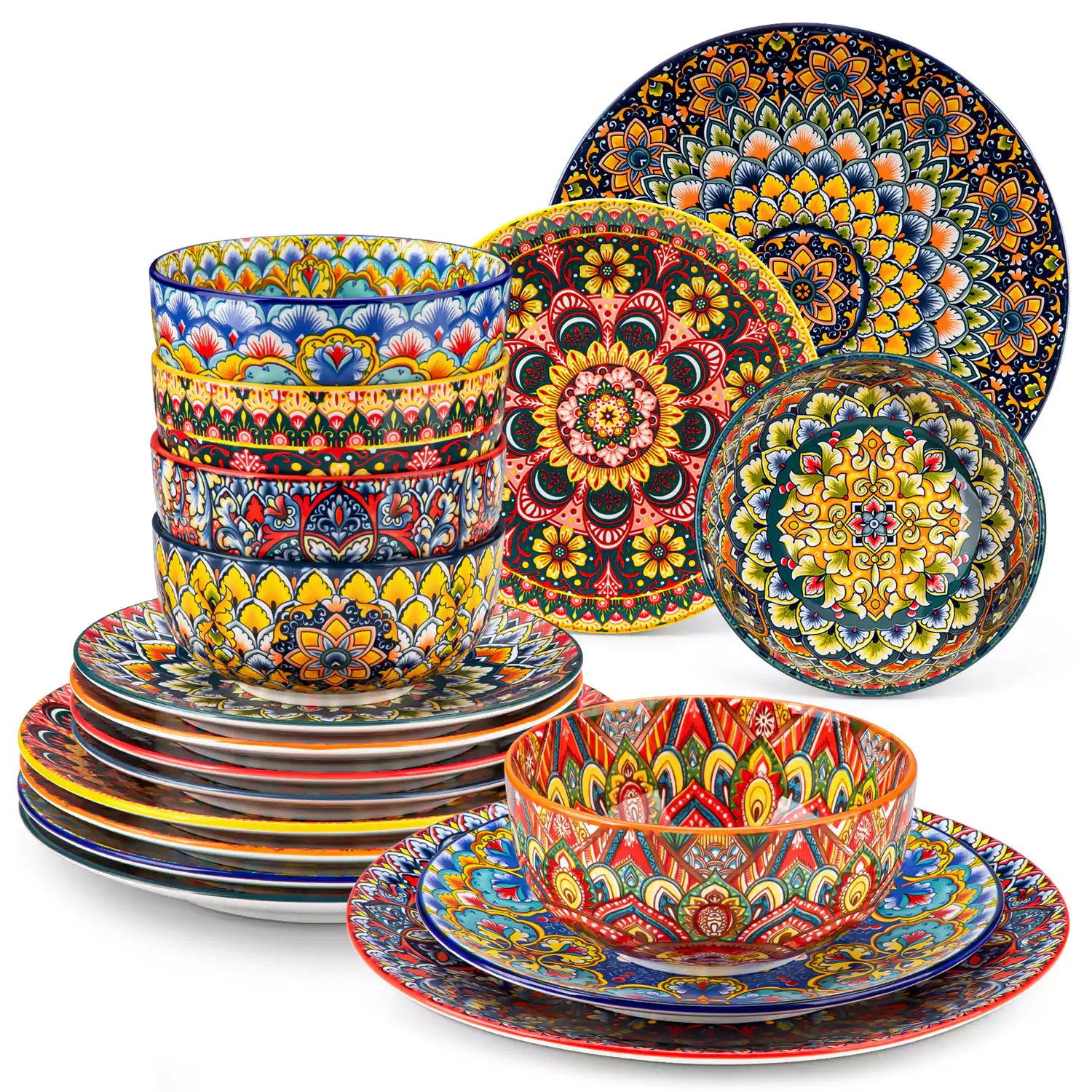 Lumi 18 Piece Dinnerware Set with Double-Sided Bowls
