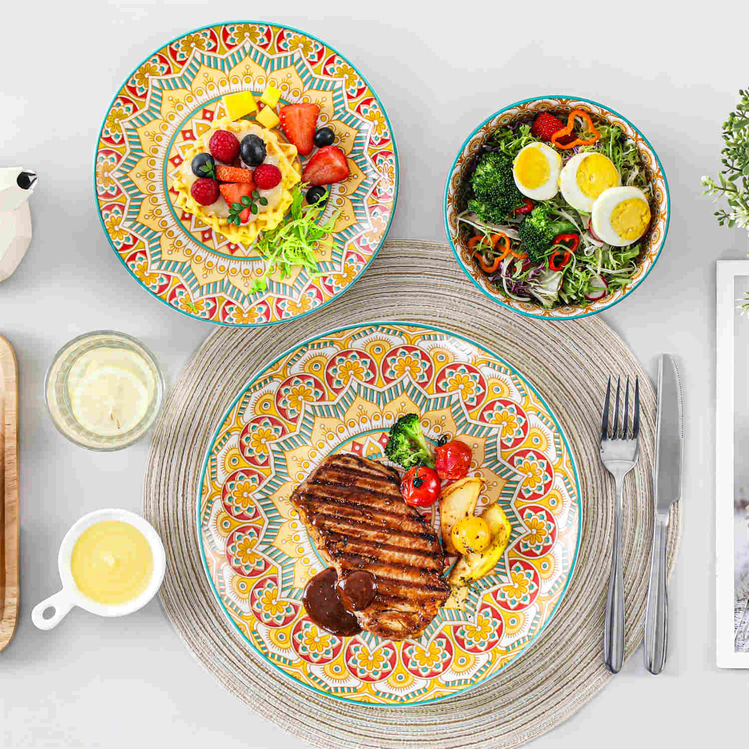 Mandala 12 Piece Dinnerware Set