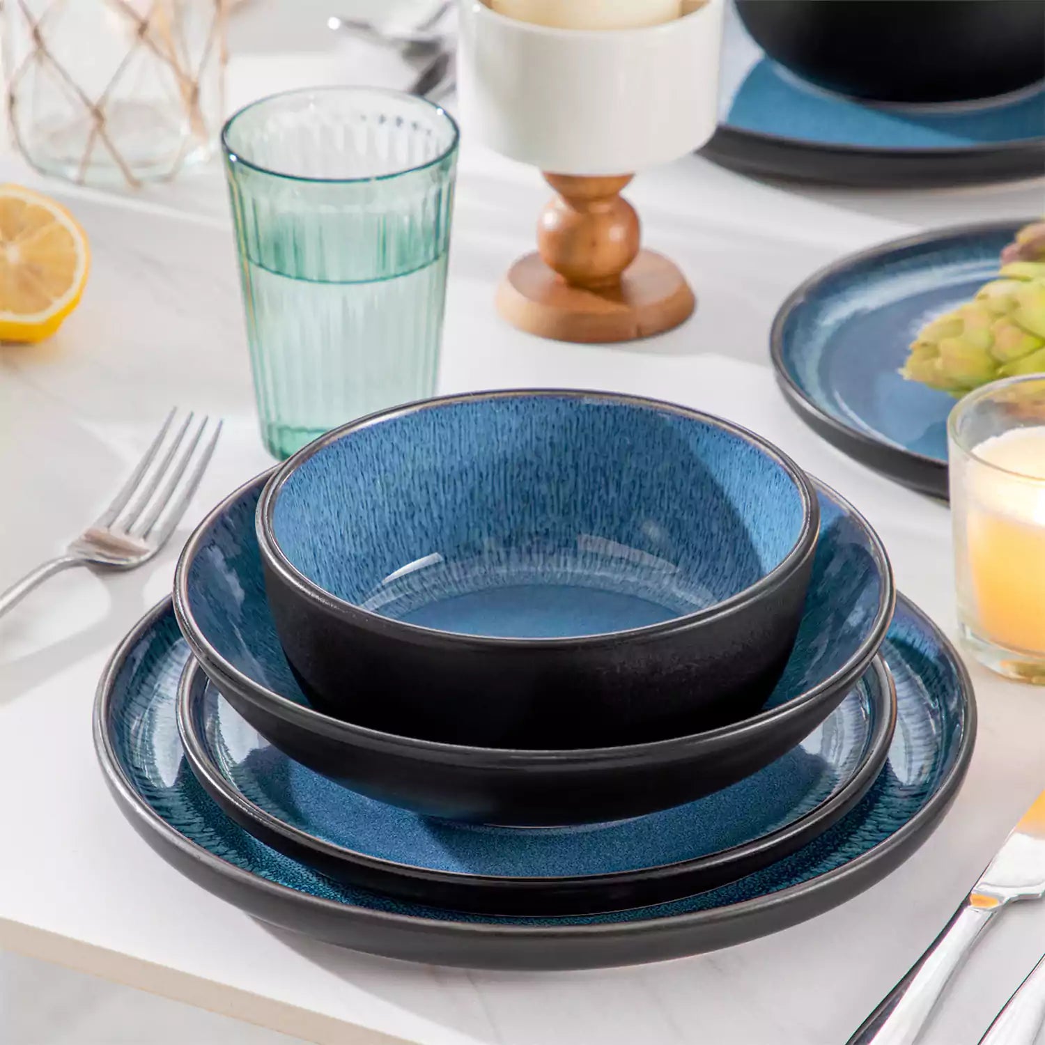 Playa 24 Piece Glossy Dinnerware Set