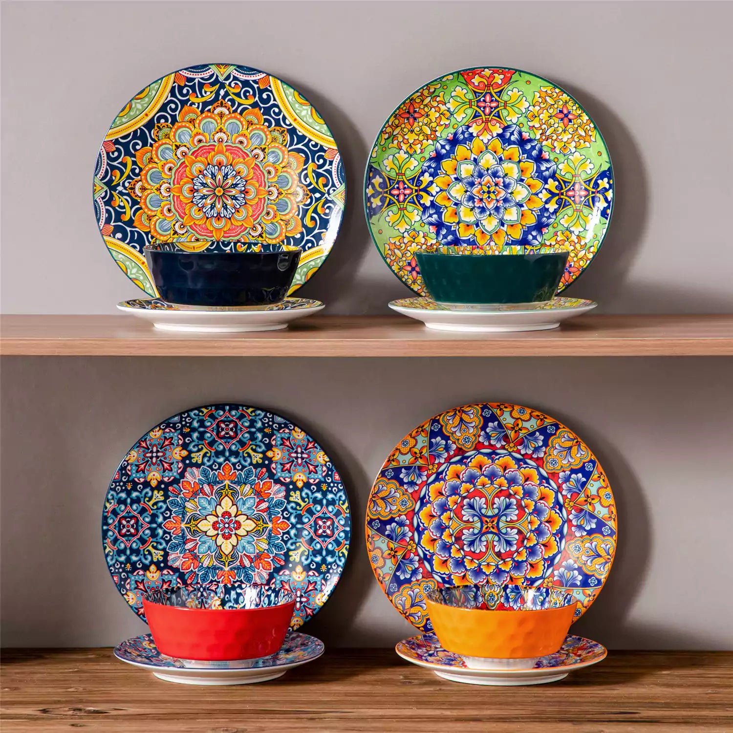 Simi 12 Piece Dinnerware Set with Front-Only Pattern