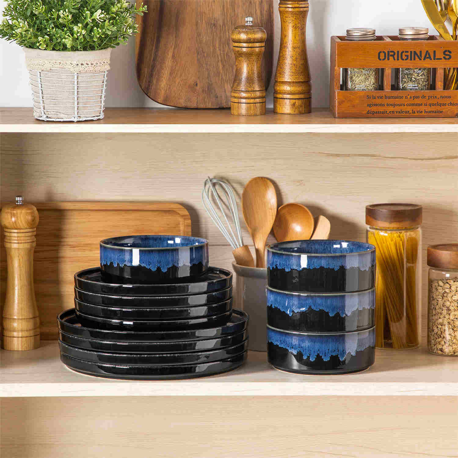 Starry Straight-Edge 12 Piece Dinnerware Set