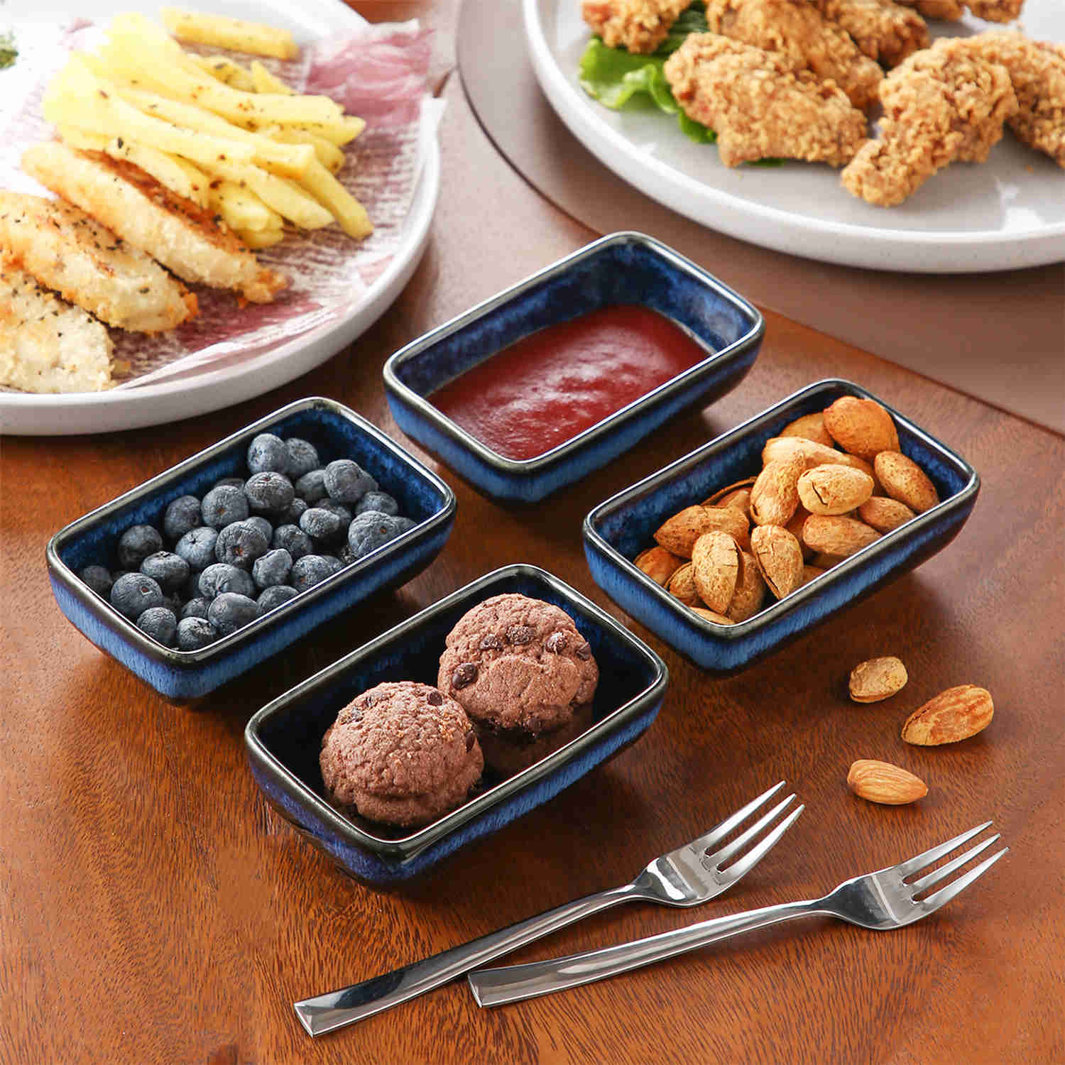 Stern Rectangular Dipping Bowls Set of 4