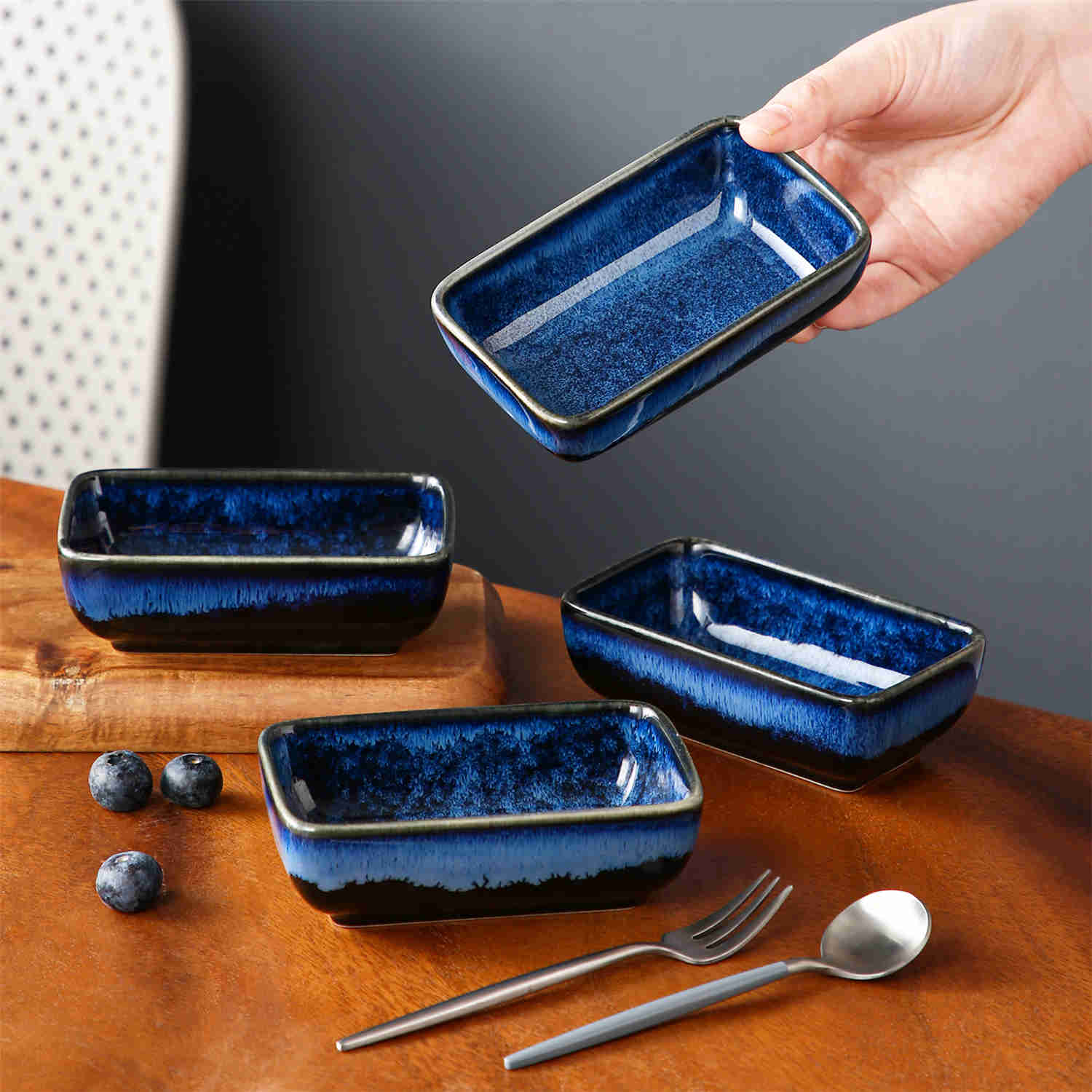 Stern Rectangular Dipping Bowls Set of 4