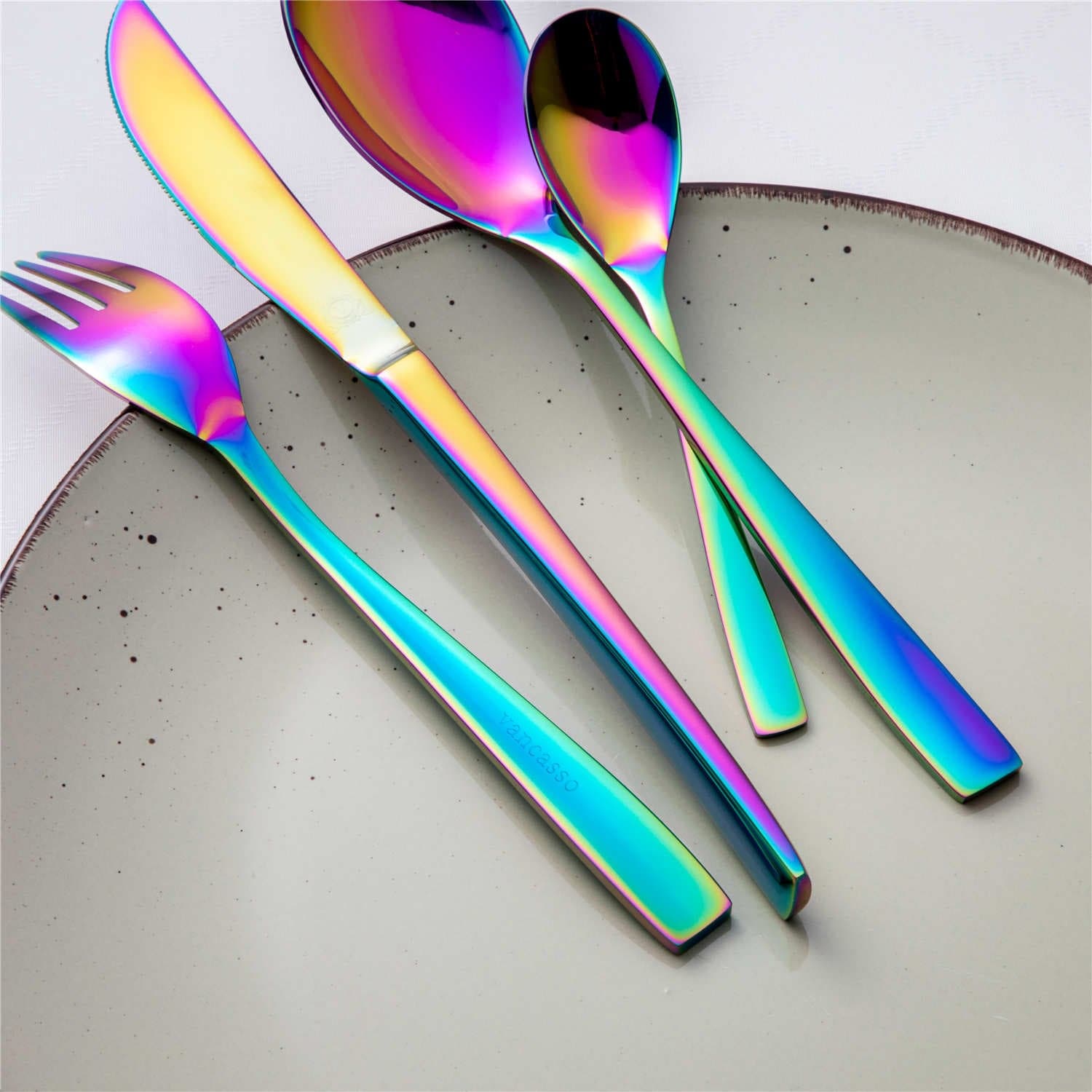 24 Piece Flatware Set Squared Tip Service for 6