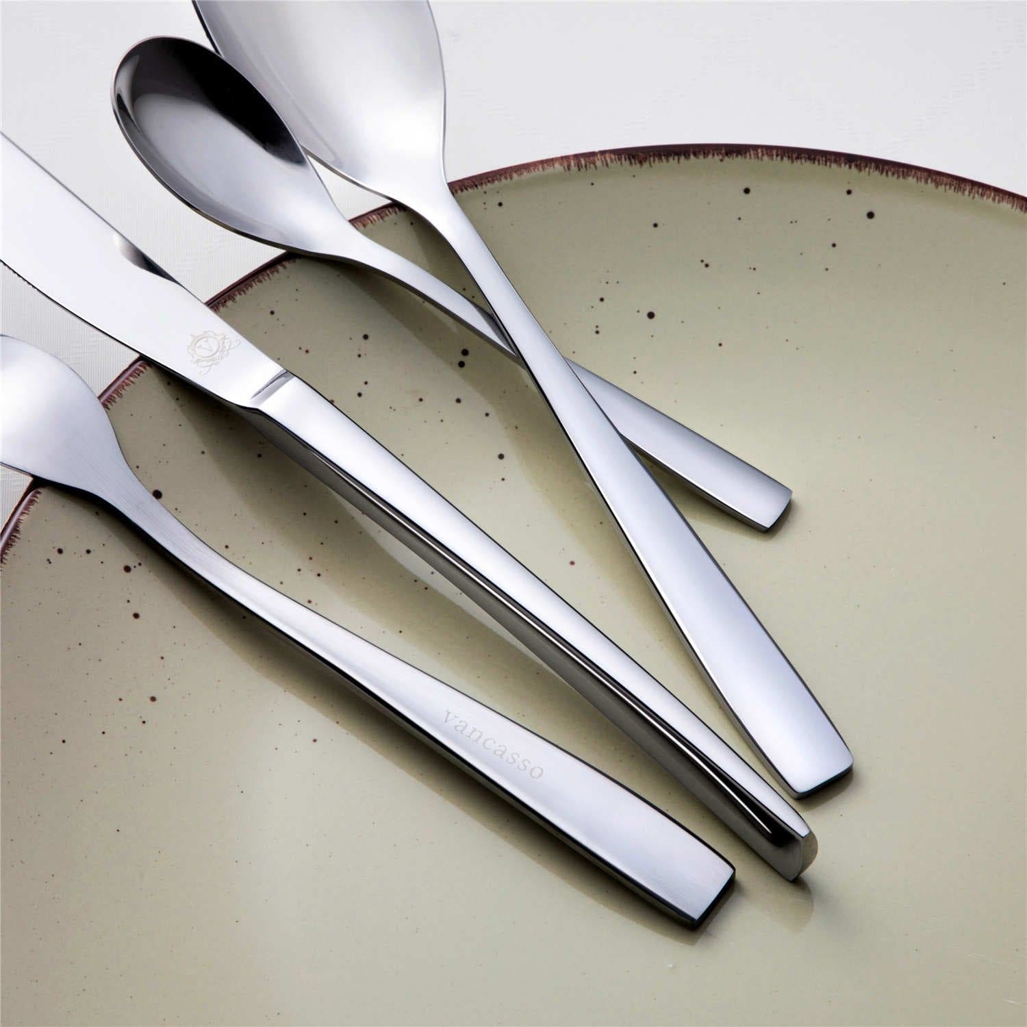 24 Piece Flatware Set Squared Tip Service for 6