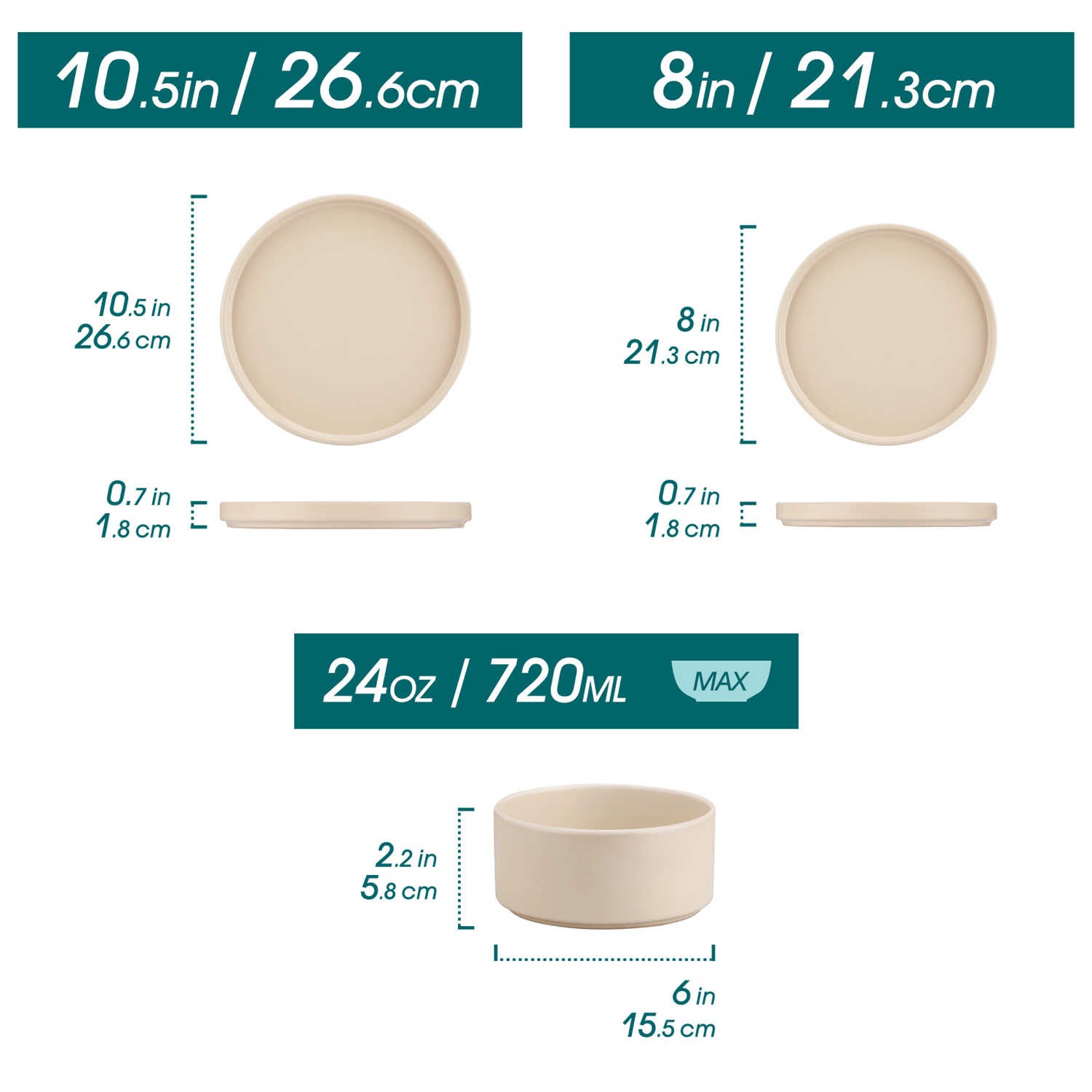 Venus 12 Piece Semi-Matte Dinnerware Set