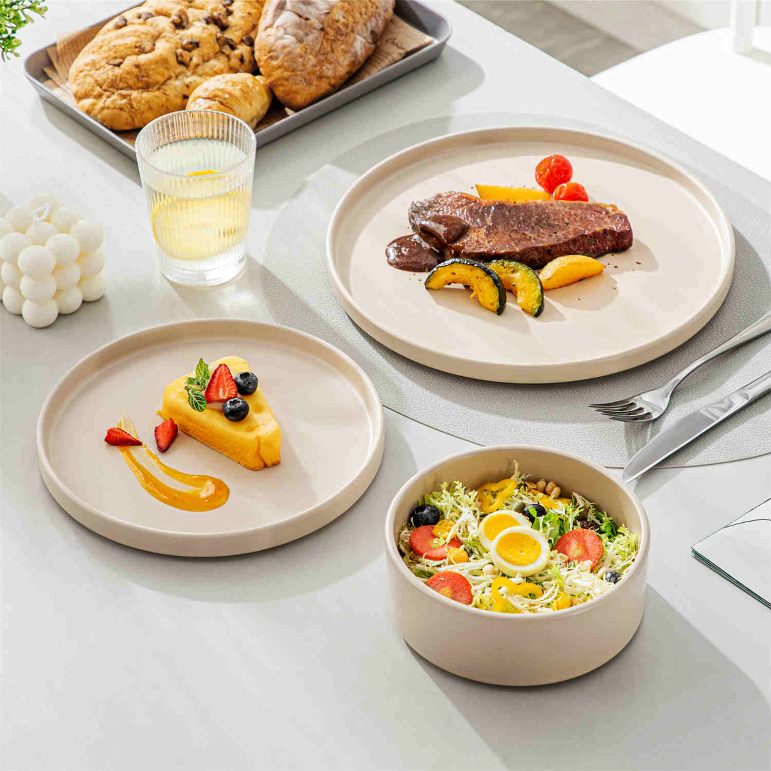 Venus 12 Piece Semi-Matte Dinnerware Set