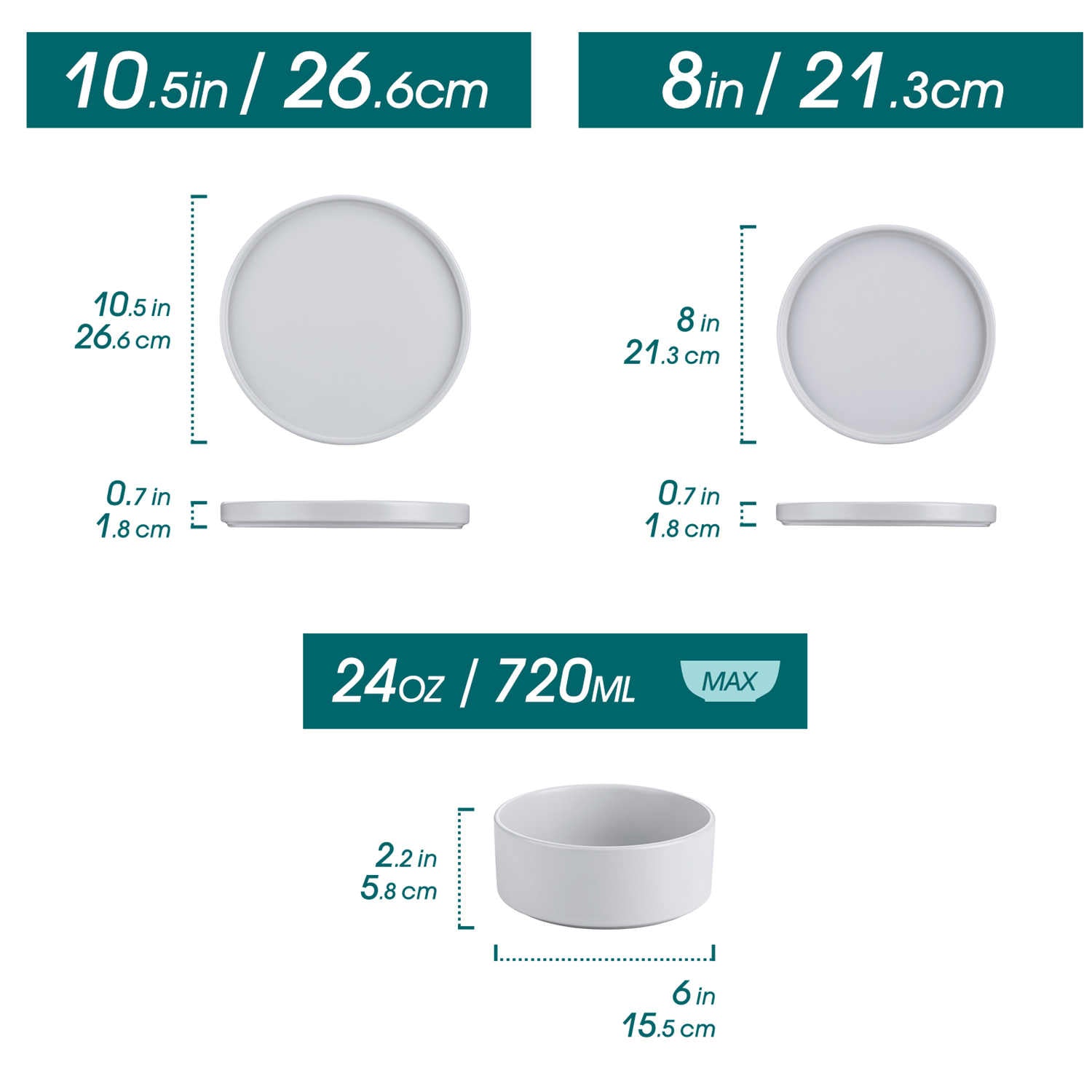 Venus 12 Piece Semi-Matte Dinnerware Set