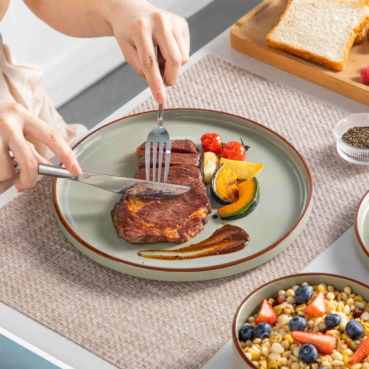 Venus 12 Piece Semi-Matte Dinnerware Set