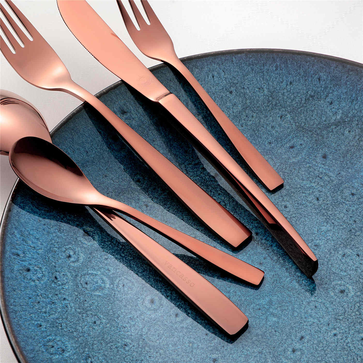 30 Piece Flatware Set Squared Tip Service for 6