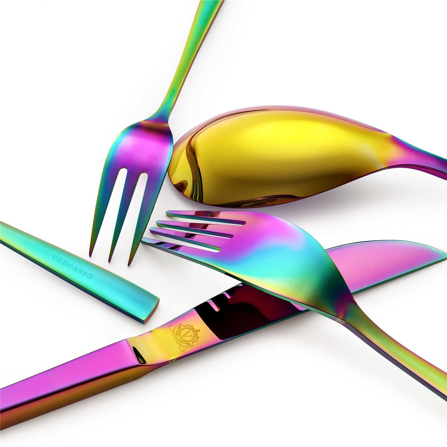 30 Piece Flatware Set Squared Tip Service for 6