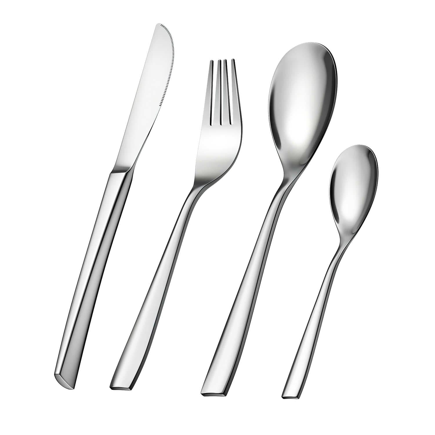 24 Piece Flatware Set Squared Tip Service for 6