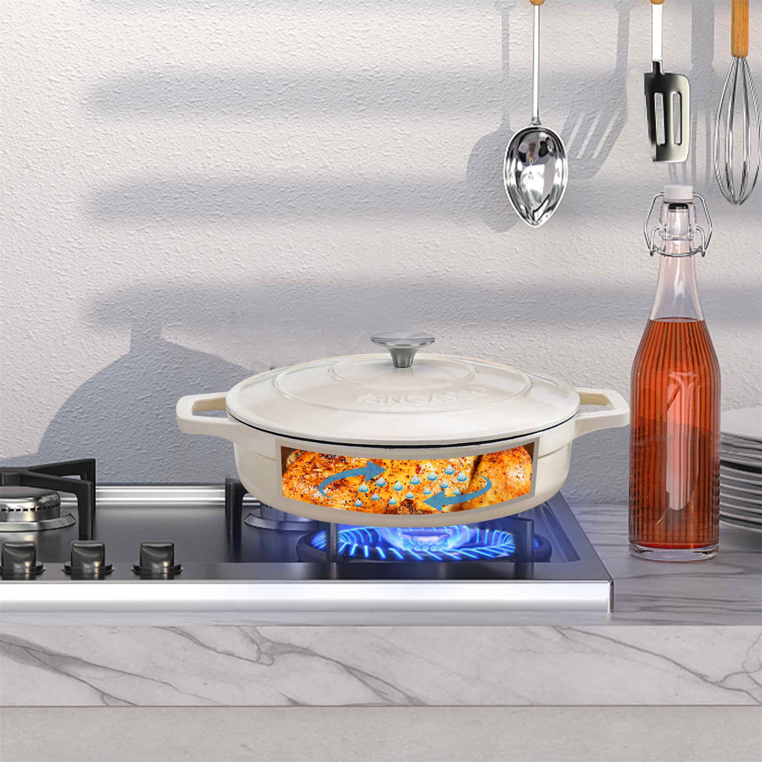 3.8QT Enameled Cast Iron Braiser