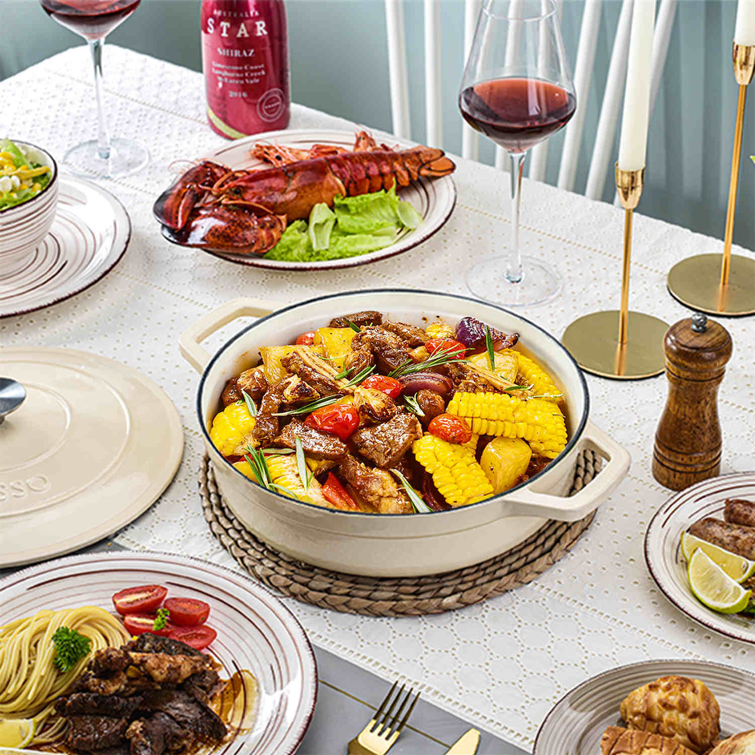 3.8QT Enameled Cast Iron Braiser