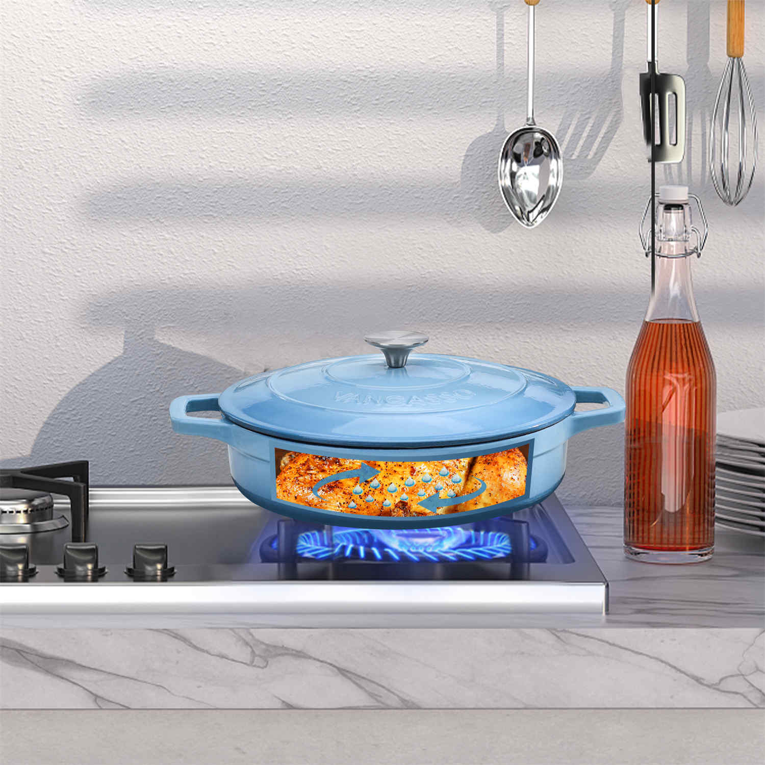 3.8QT Enameled Cast Iron Braiser