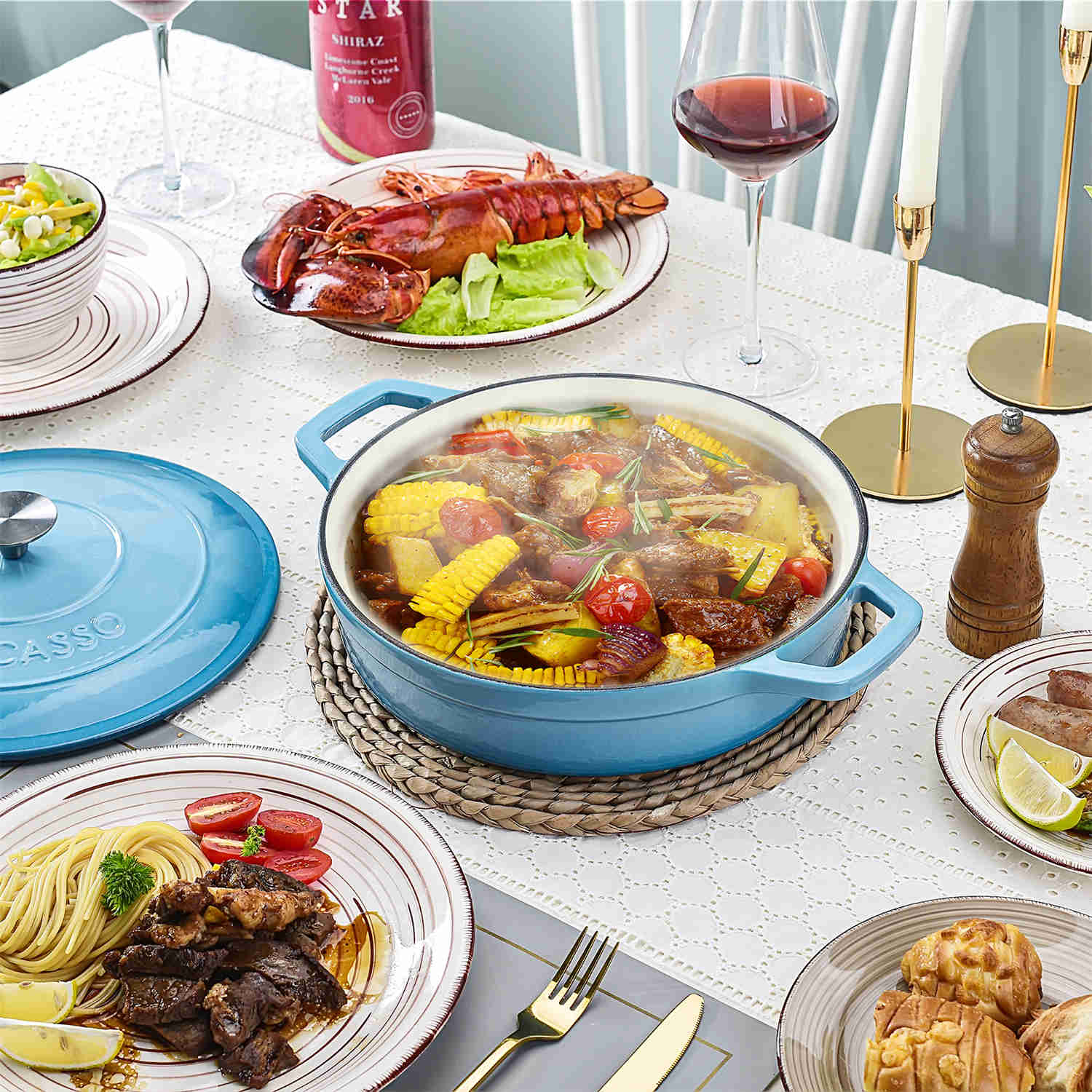 3.8QT Enameled Cast Iron Braiser