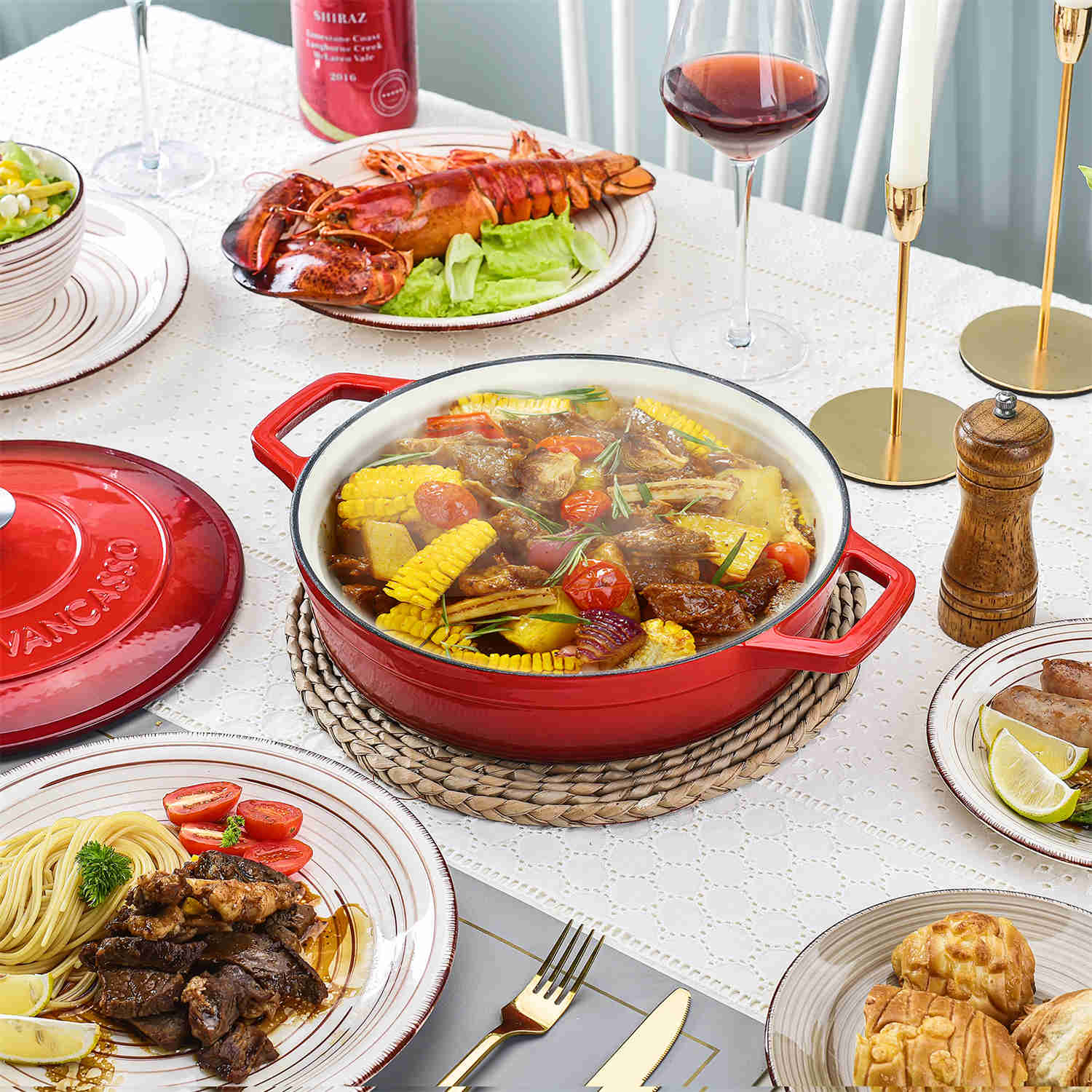 3.8QT Enameled Cast Iron Braiser