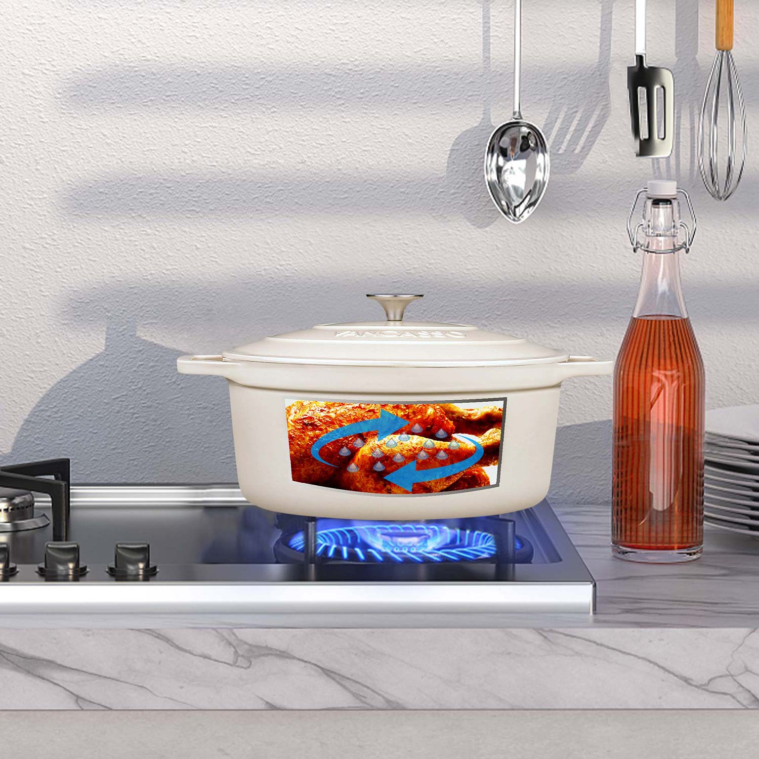 6.3QT Enameled Cast Iron Oval Dutch Oven