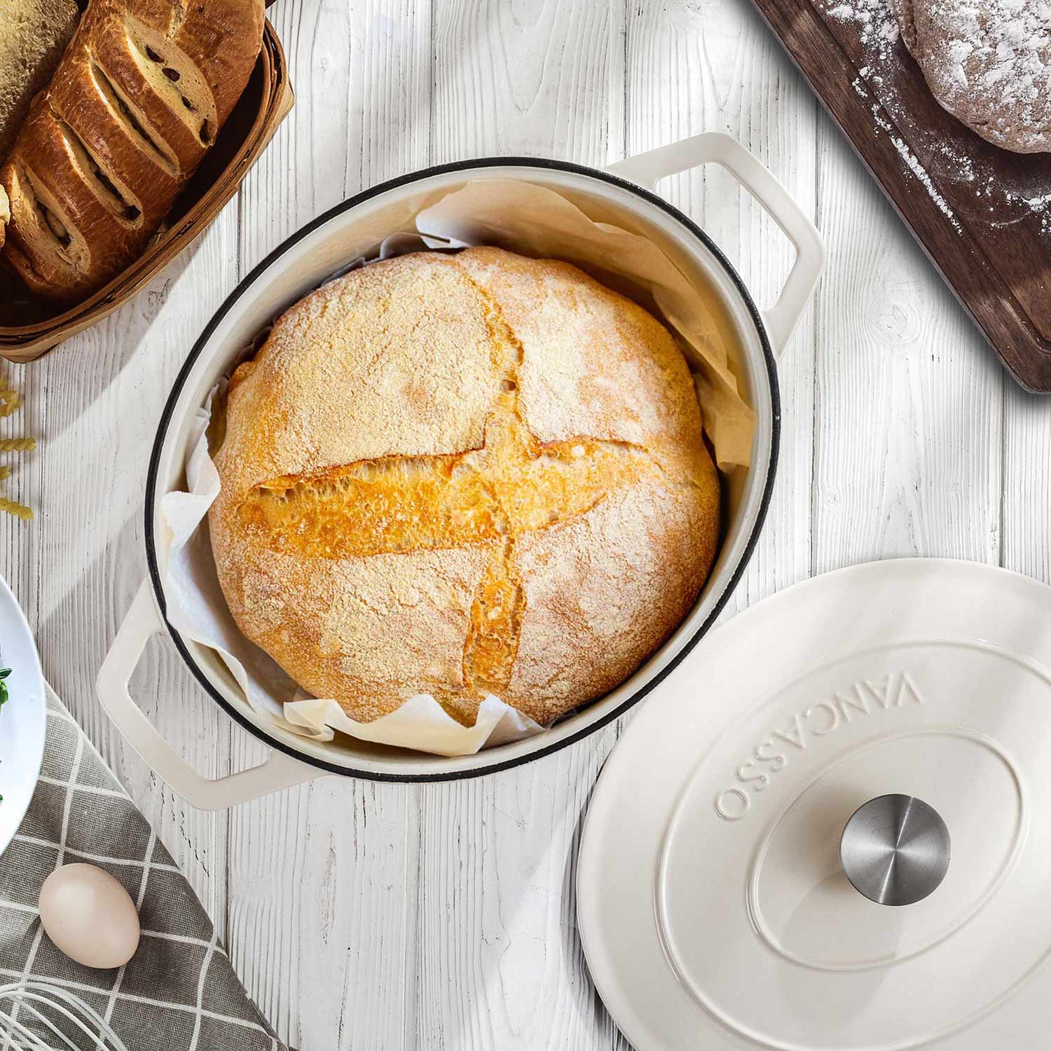 6.3QT Enameled Cast Iron Oval Dutch Oven