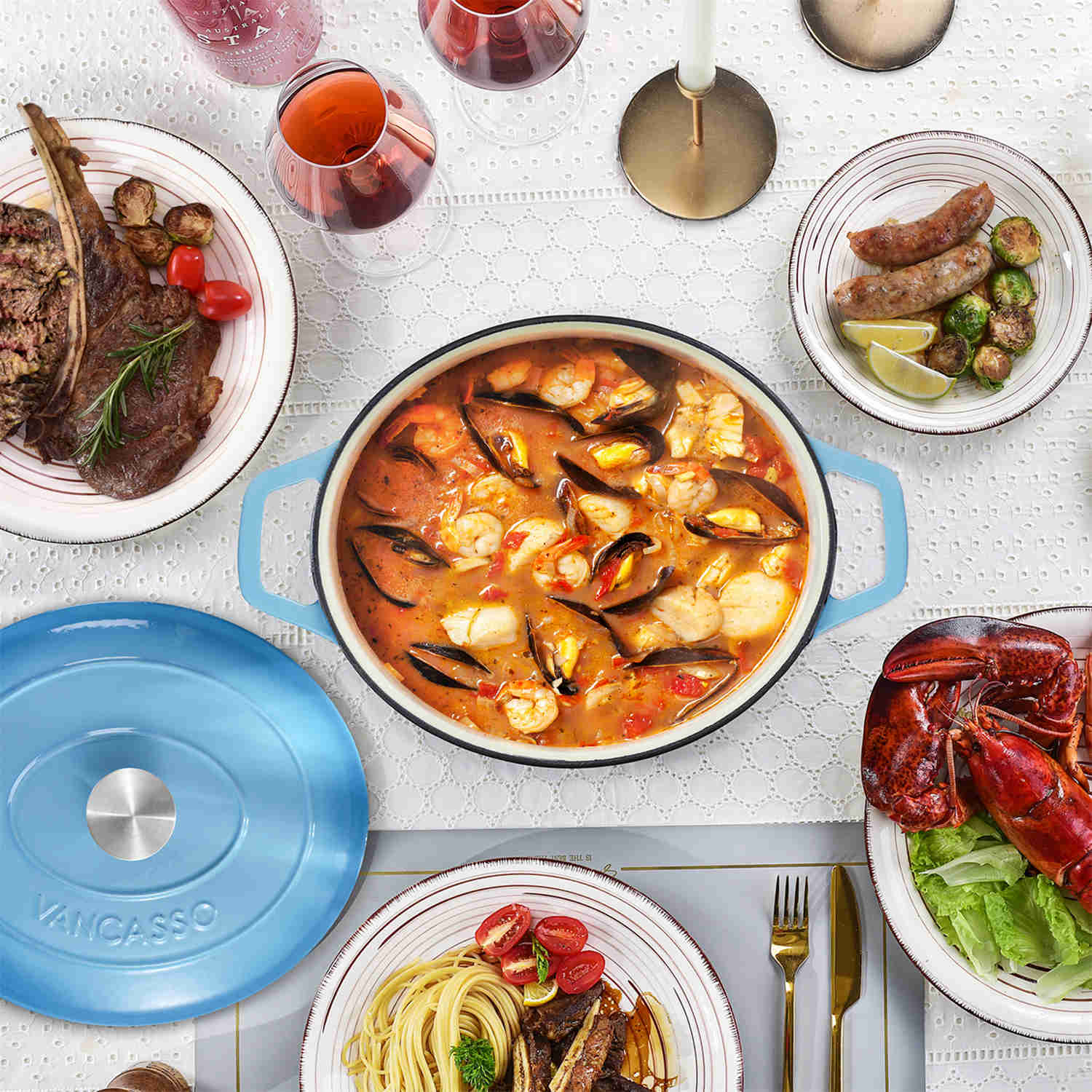 6.3QT Enameled Cast Iron Oval Dutch Oven