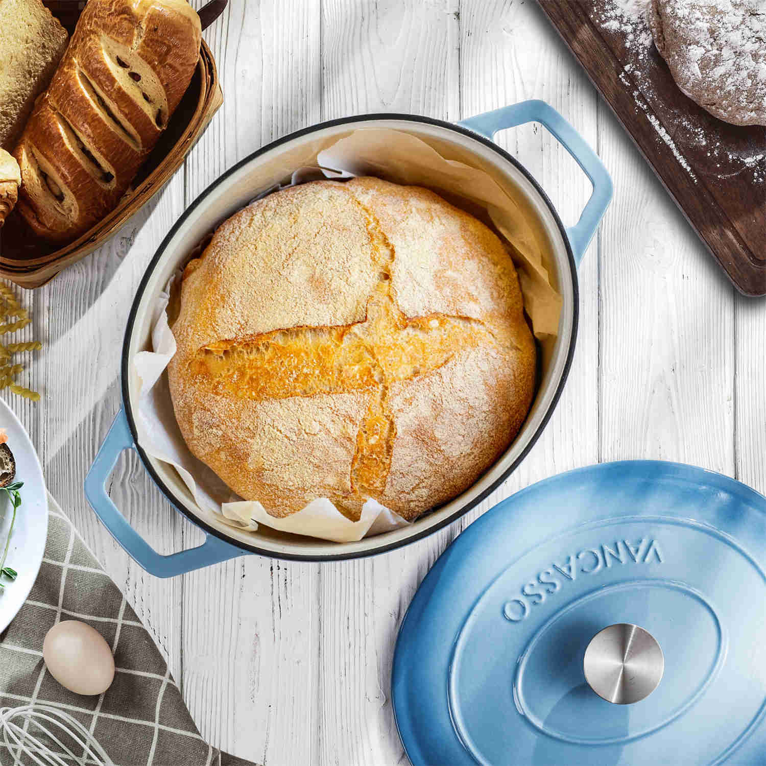 6.3QT Enameled Cast Iron Oval Dutch Oven