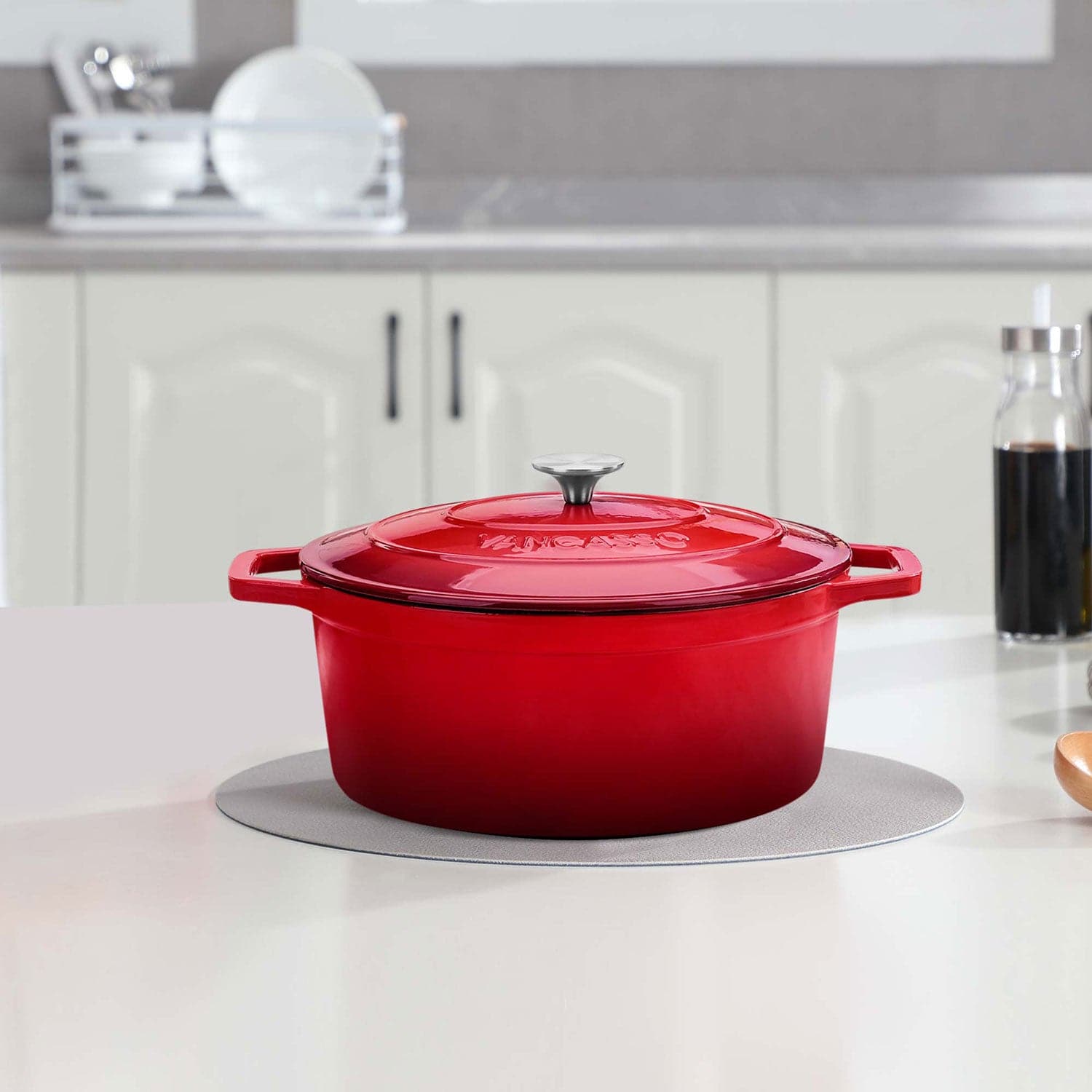6.3QT Enameled Cast Iron Oval Dutch Oven