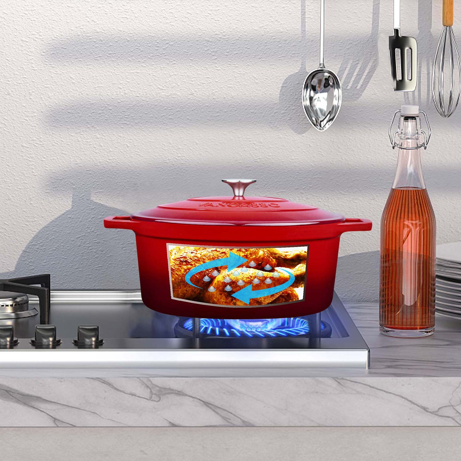 6.3QT Enameled Cast Iron Oval Dutch Oven