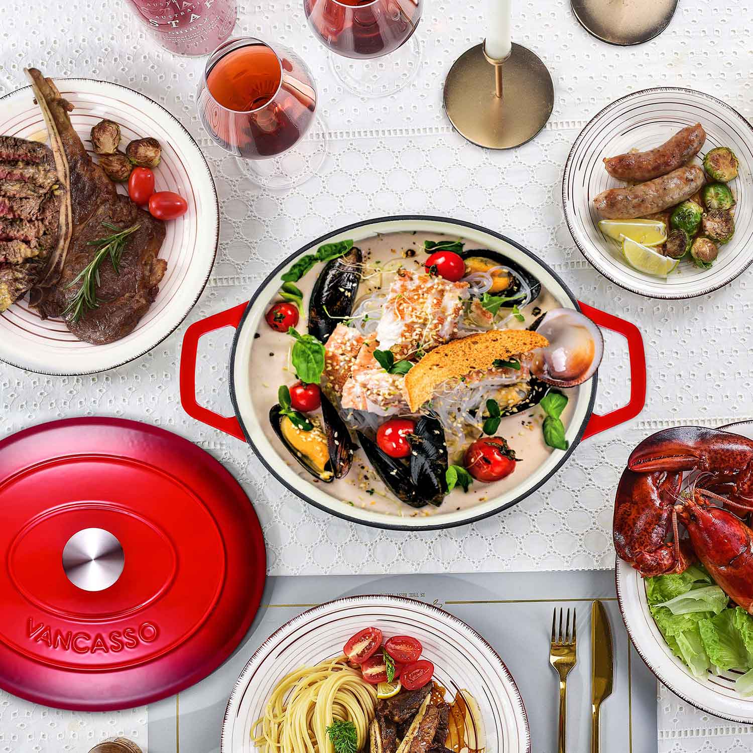 6.3QT Enameled Cast Iron Oval Dutch Oven