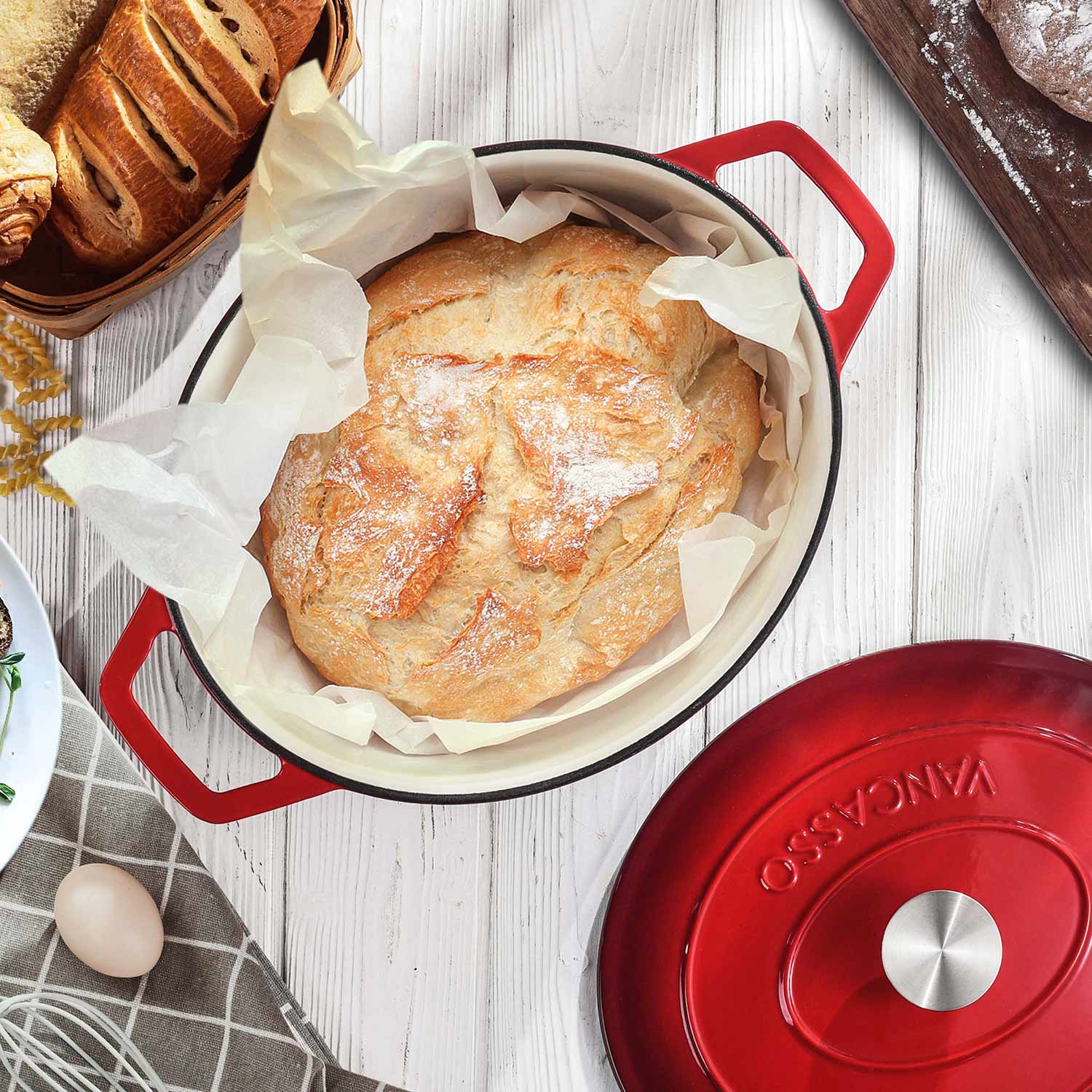 6.3QT Enameled Cast Iron Oval Dutch Oven
