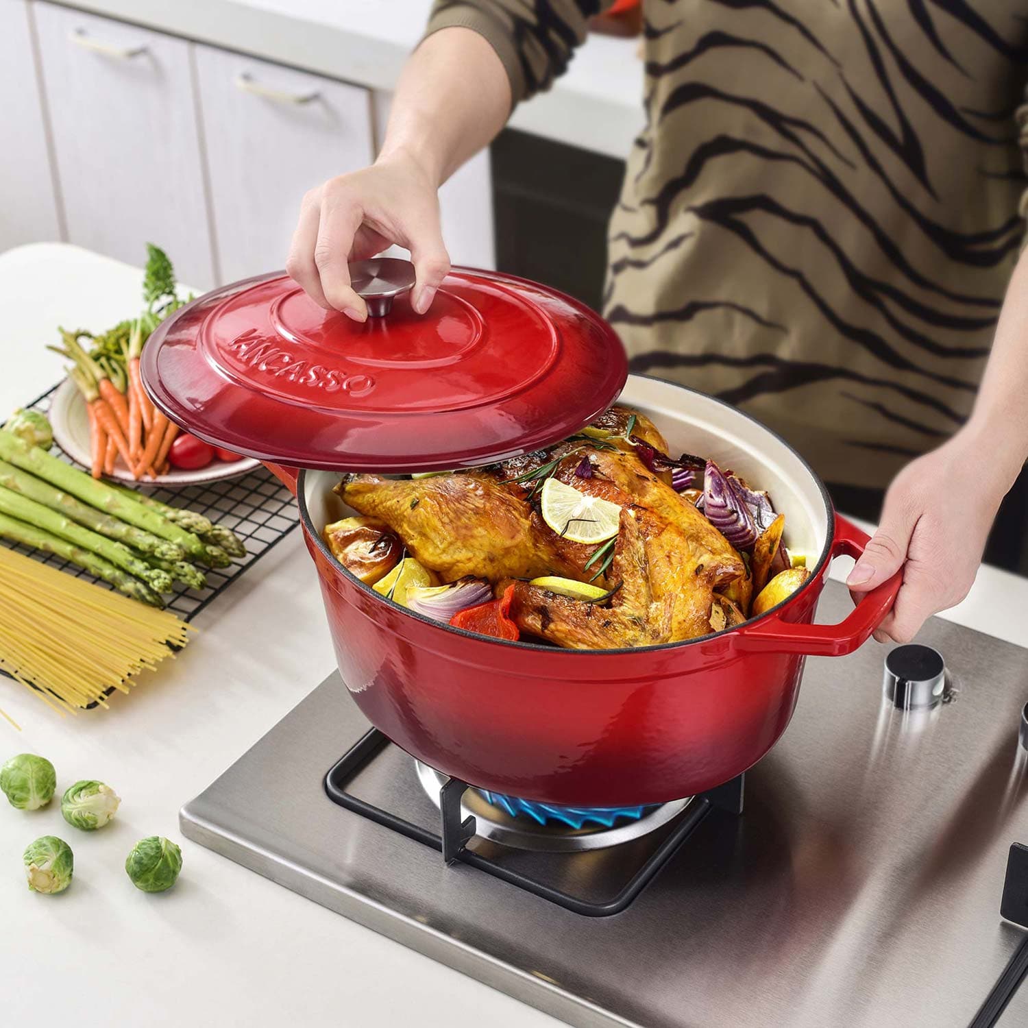 6.3QT Enameled Cast Iron Oval Dutch Oven