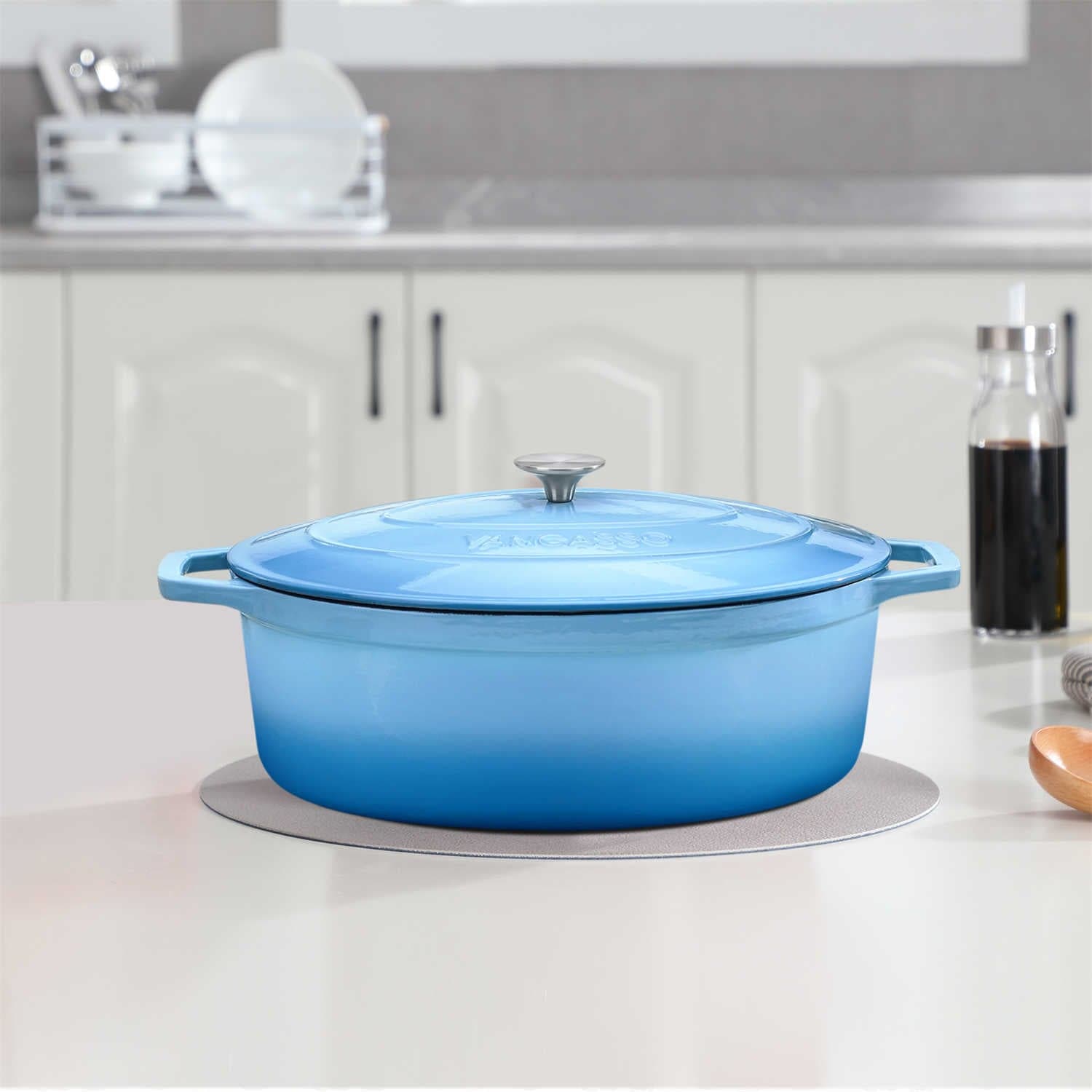 9.3QT Enameled Cast Iron Oval Dutch Oven