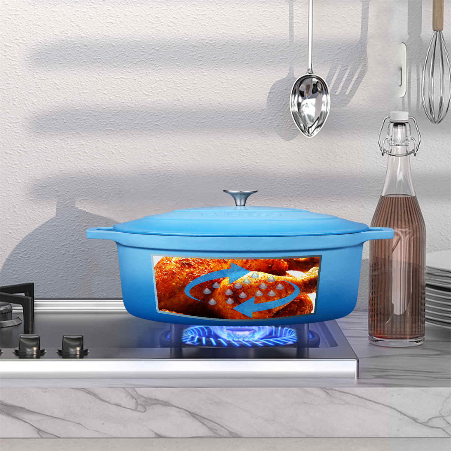 9.3QT Enameled Cast Iron Oval Dutch Oven