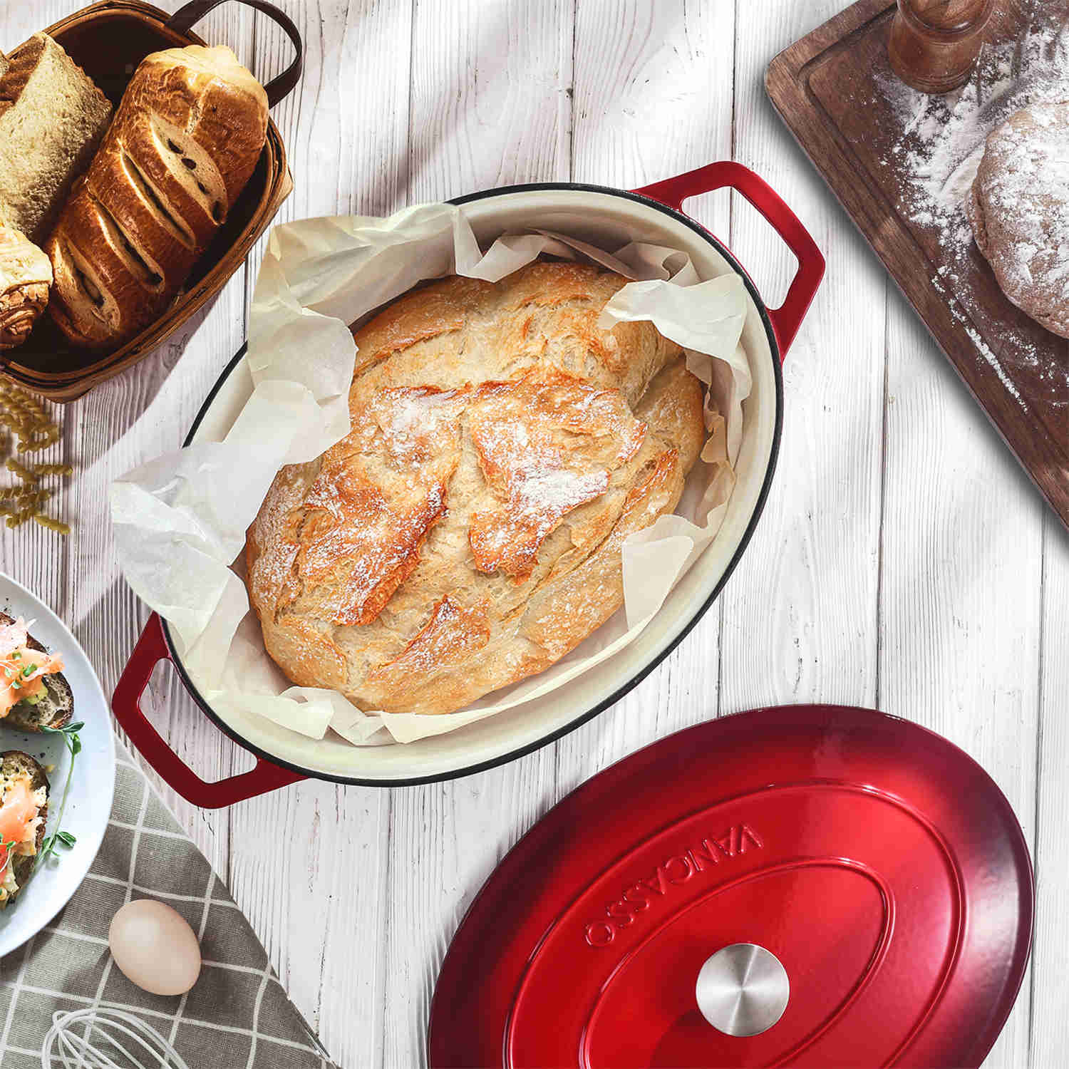 9.3QT Enameled Cast Iron Oval Dutch Oven