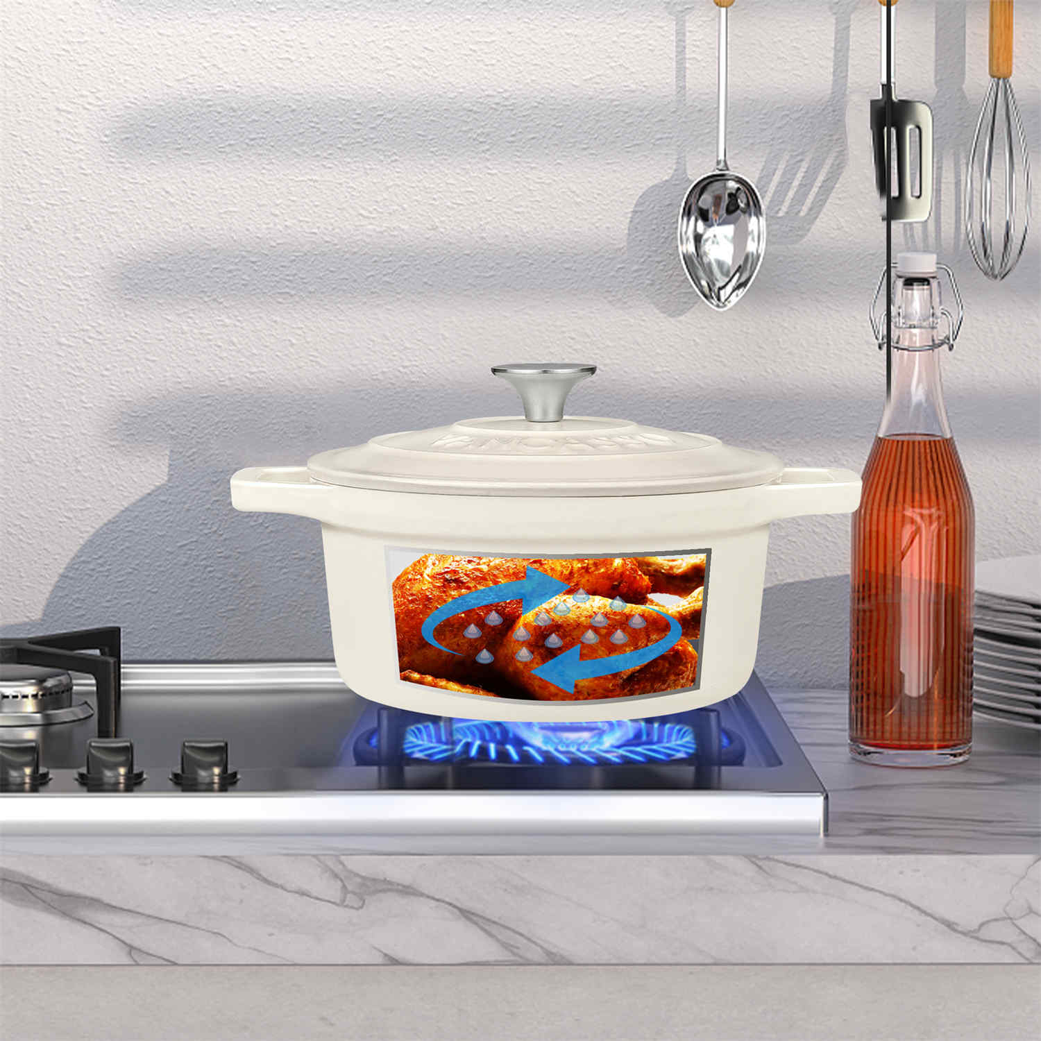 2QT Enameled Cast Iron Round Dutch Oven