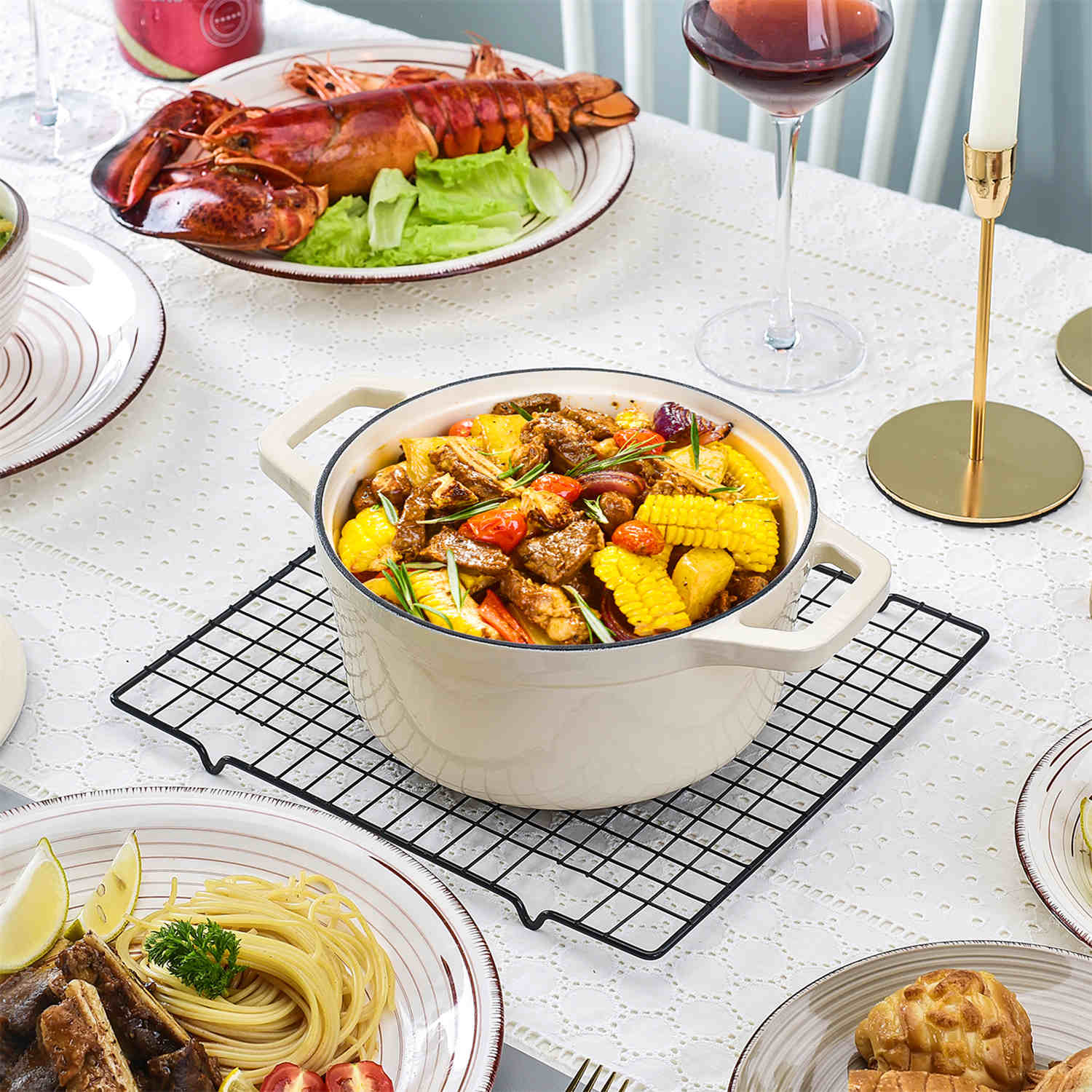 2QT Enameled Cast Iron Round Dutch Oven