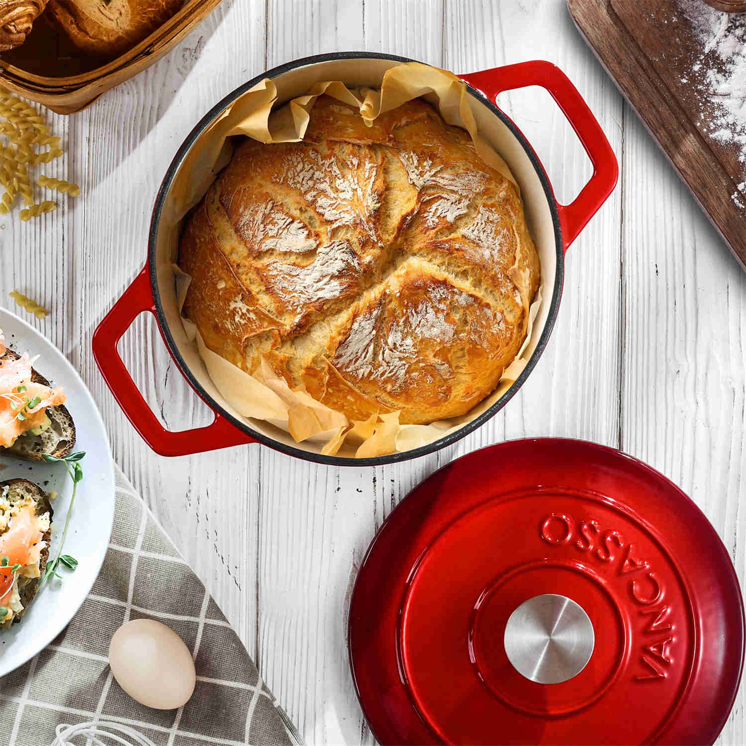2QT Enameled Cast Iron Round Dutch Oven