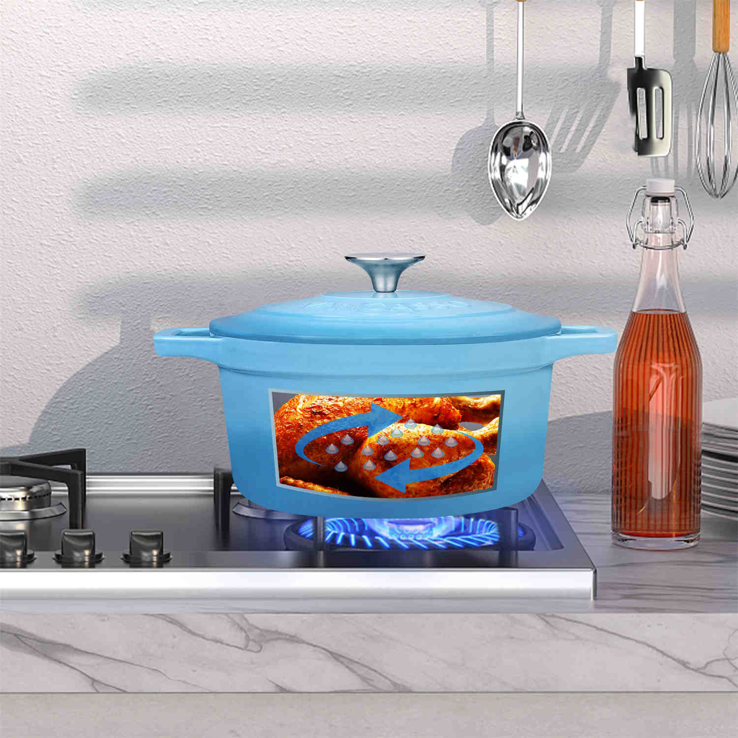 3.2QT Enameled Cast Iron Round Dutch Oven