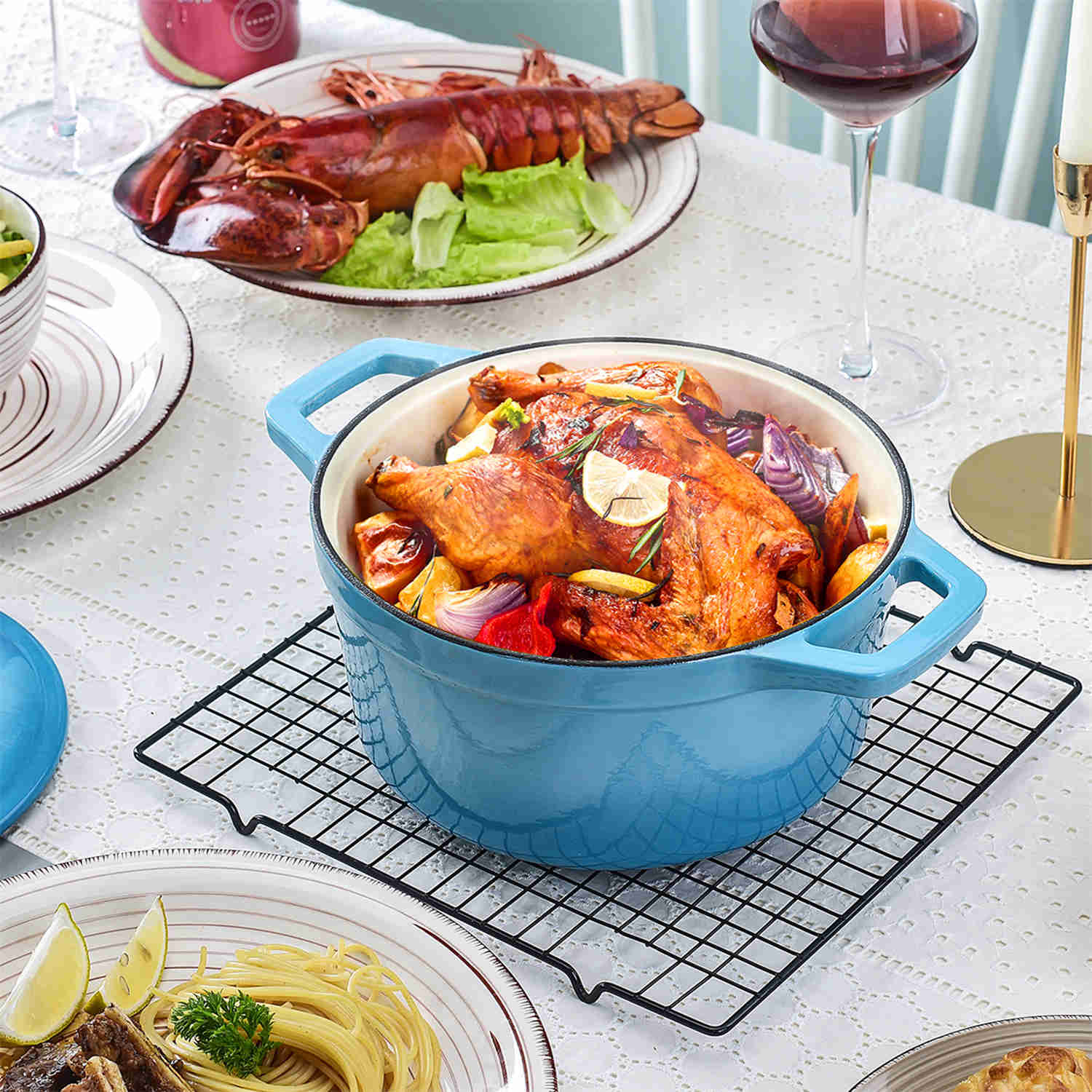 3.2QT Enameled Cast Iron Round Dutch Oven