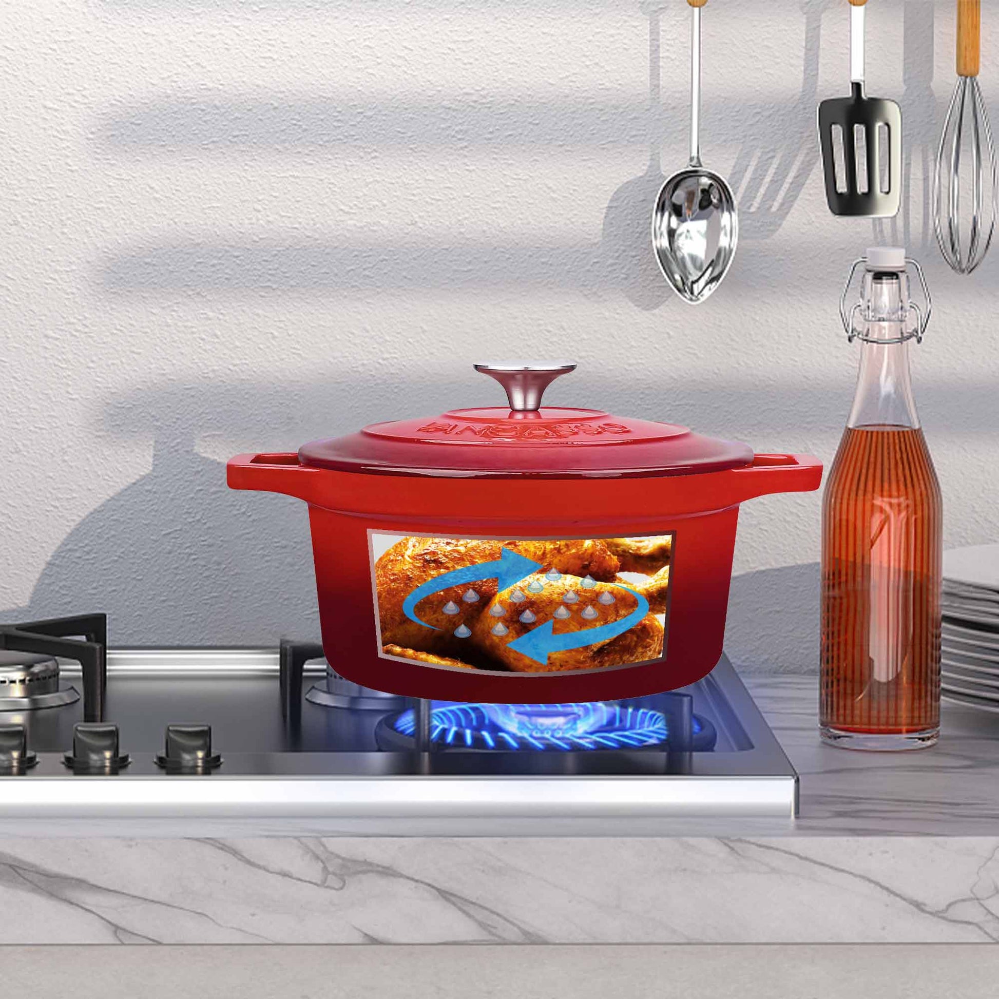 3.2QT Enameled Cast Iron Round Dutch Oven