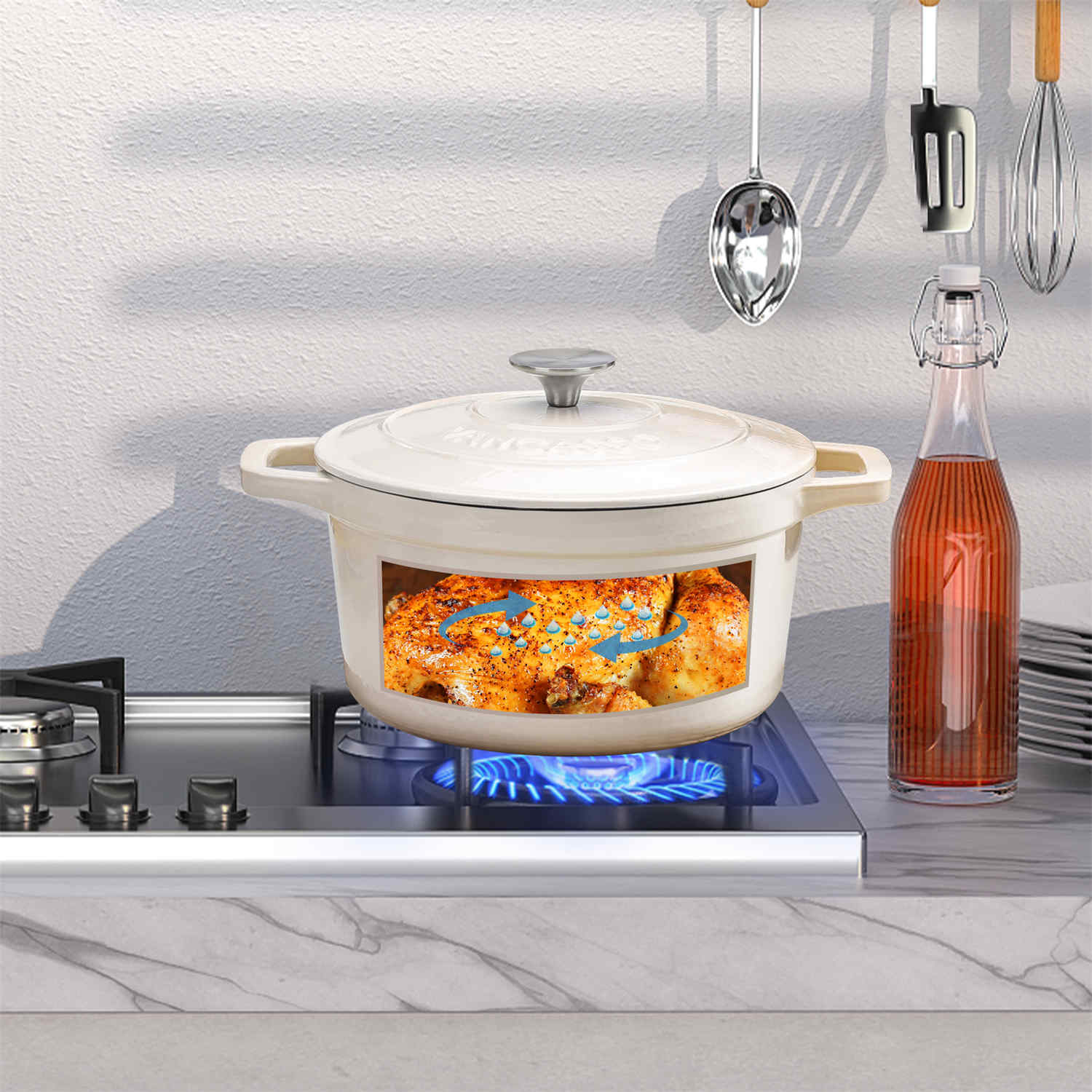 4.5QT Enameled Cast Iron Round Dutch Oven