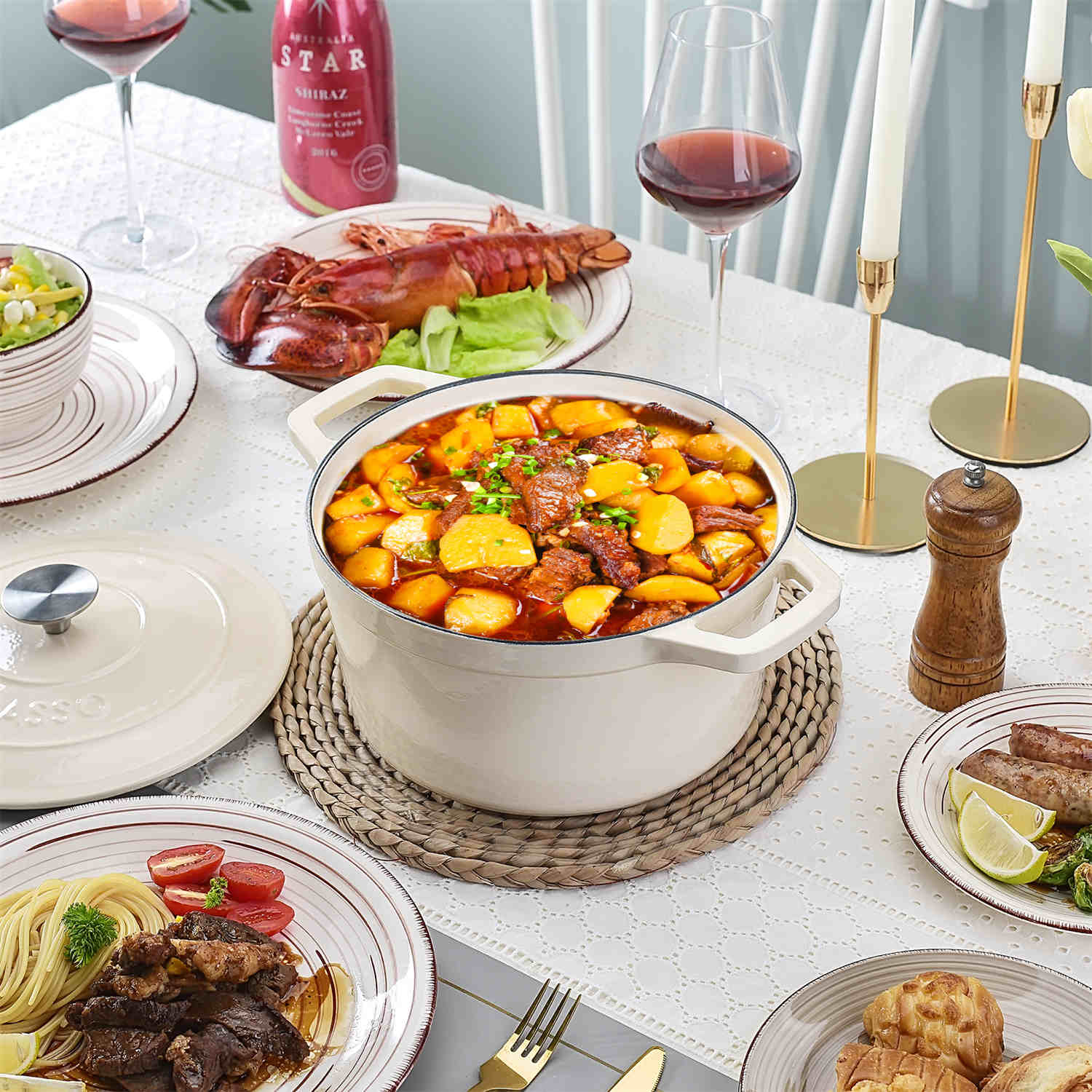 4.5QT Enameled Cast Iron Round Dutch Oven