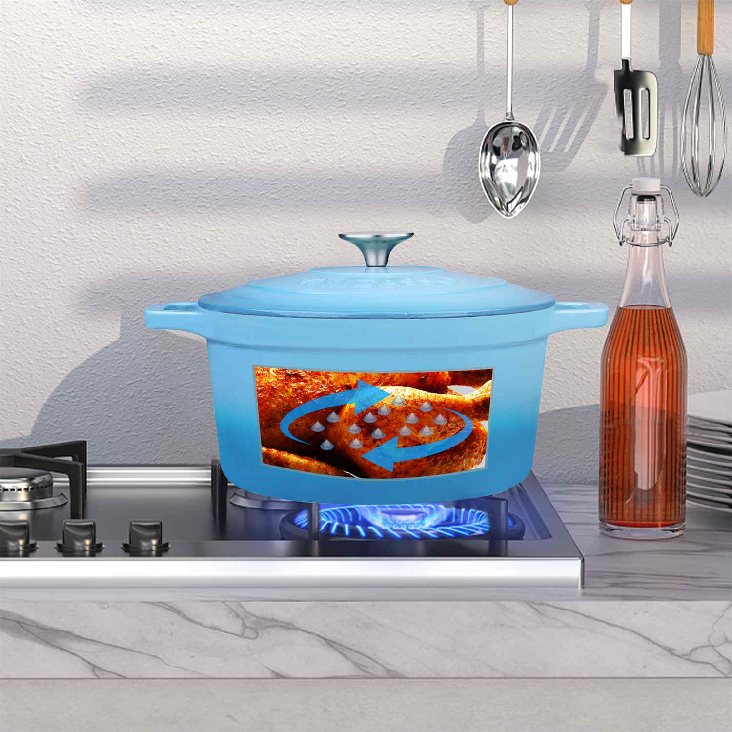 4.5QT Enameled Cast Iron Round Dutch Oven