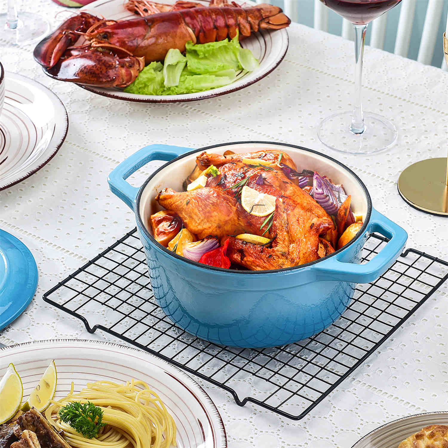 4.5QT Enameled Cast Iron Round Dutch Oven