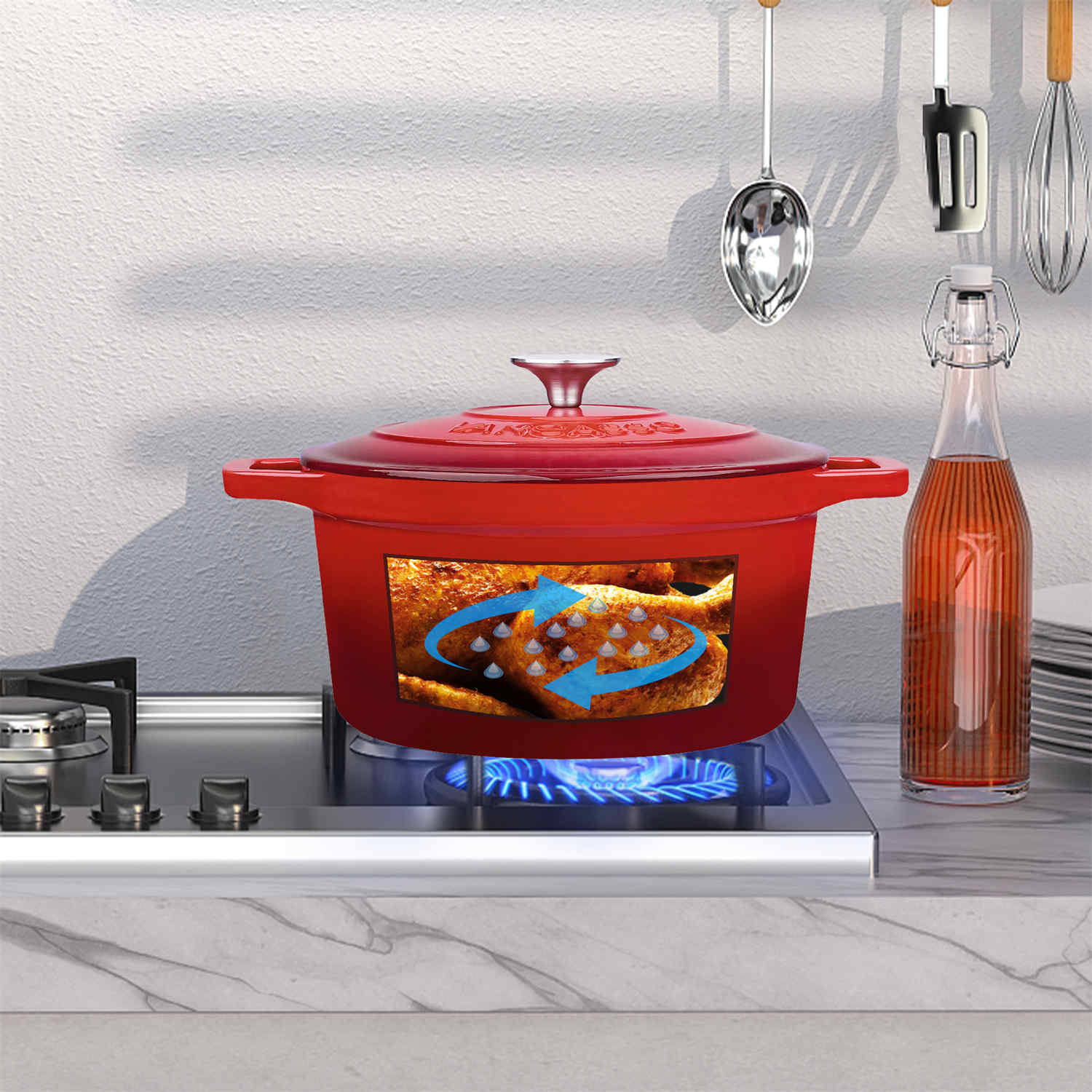 4.5QT Enameled Cast Iron Round Dutch Oven